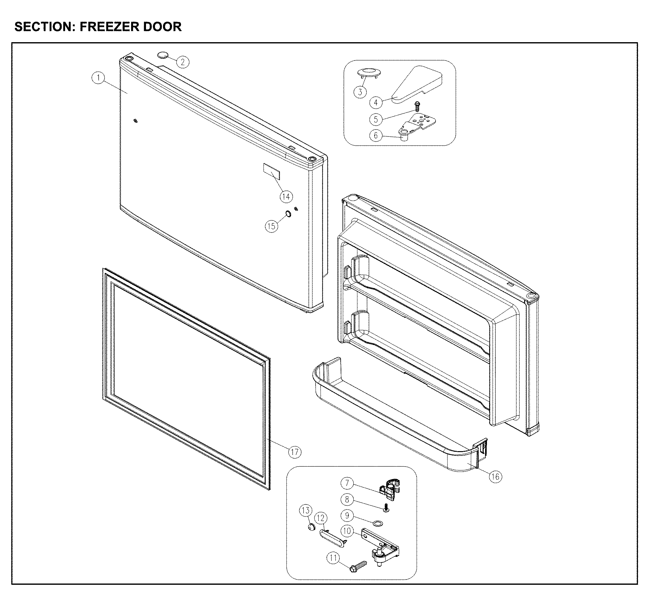 Kenmore 11161202712 freezer door diagram