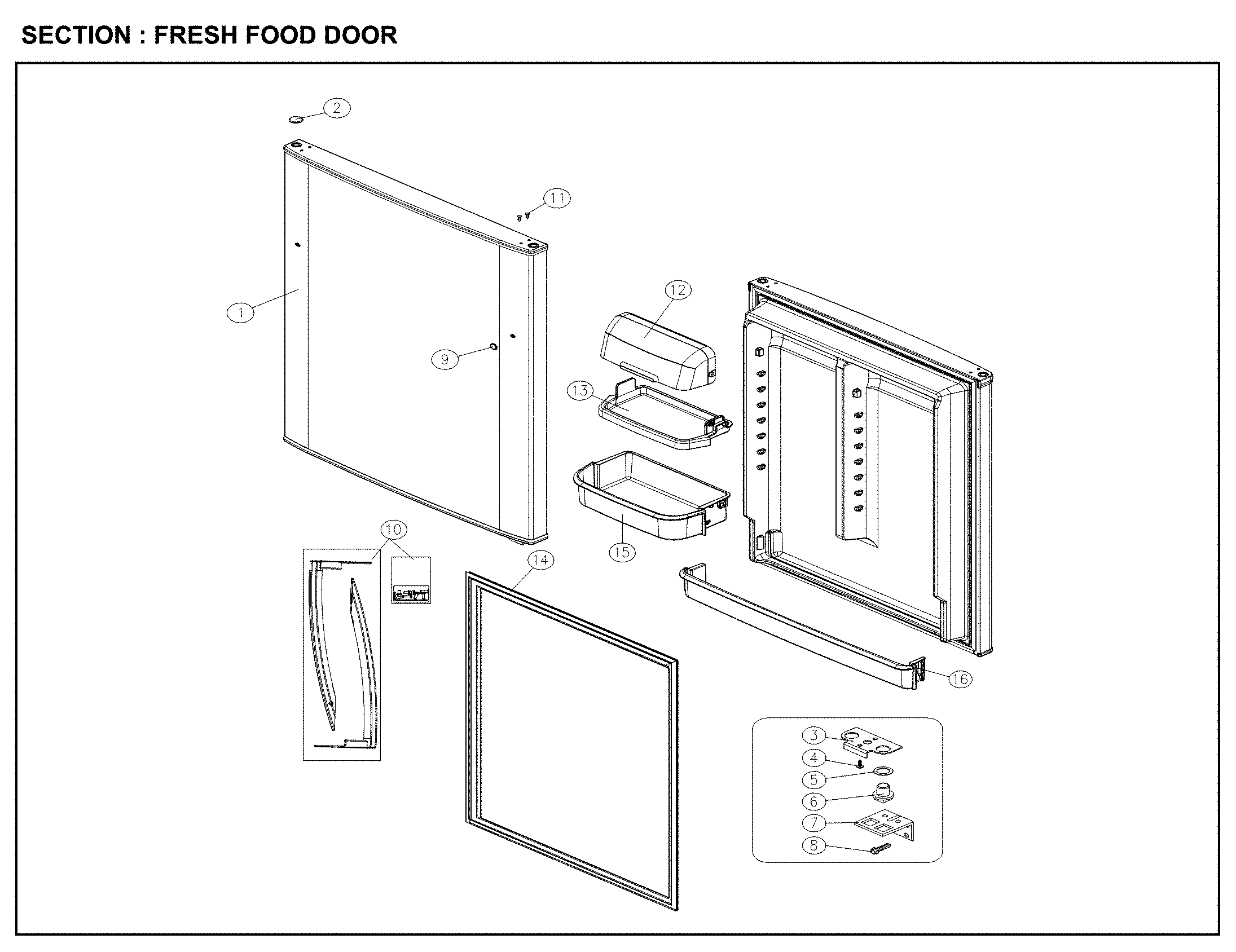 Kenmore 11161202712 fresh food door diagram