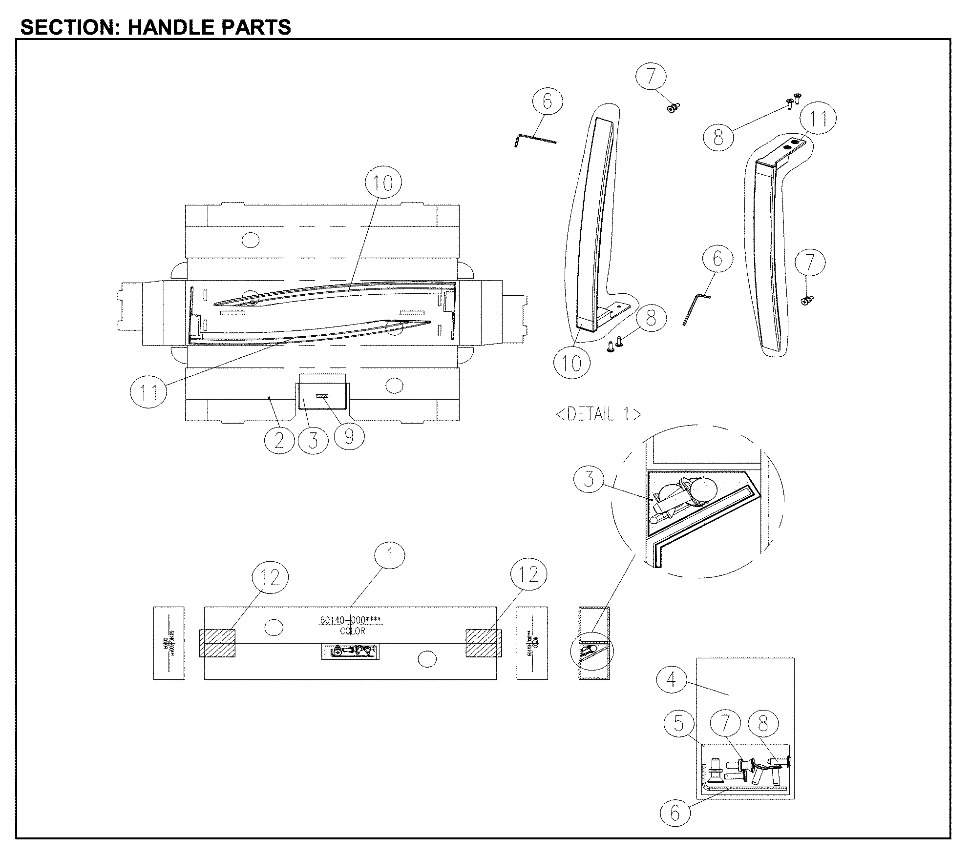 Kenmore 11161202712 handle parts diagram
