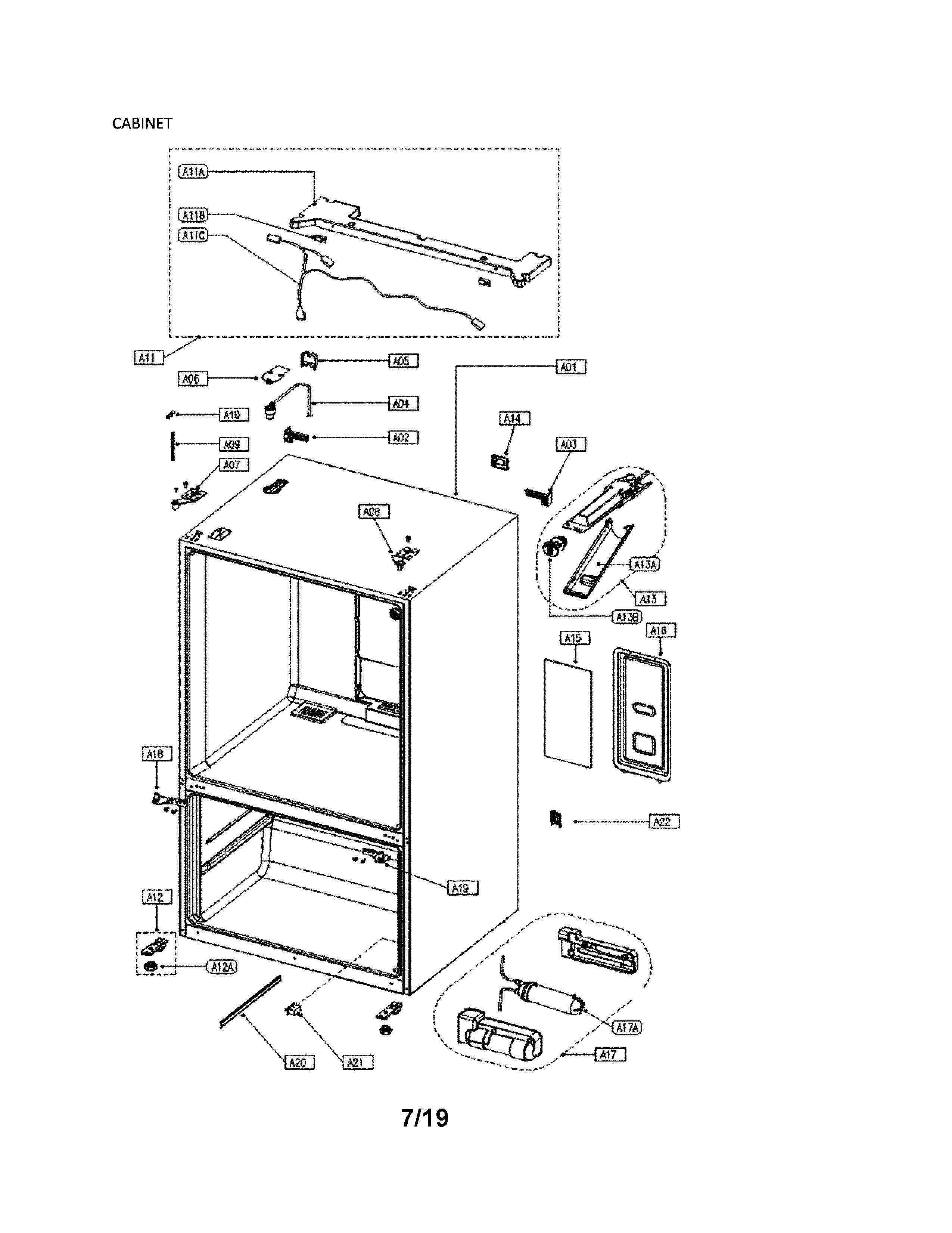 Kenmore 11173307911 cabinet diagram