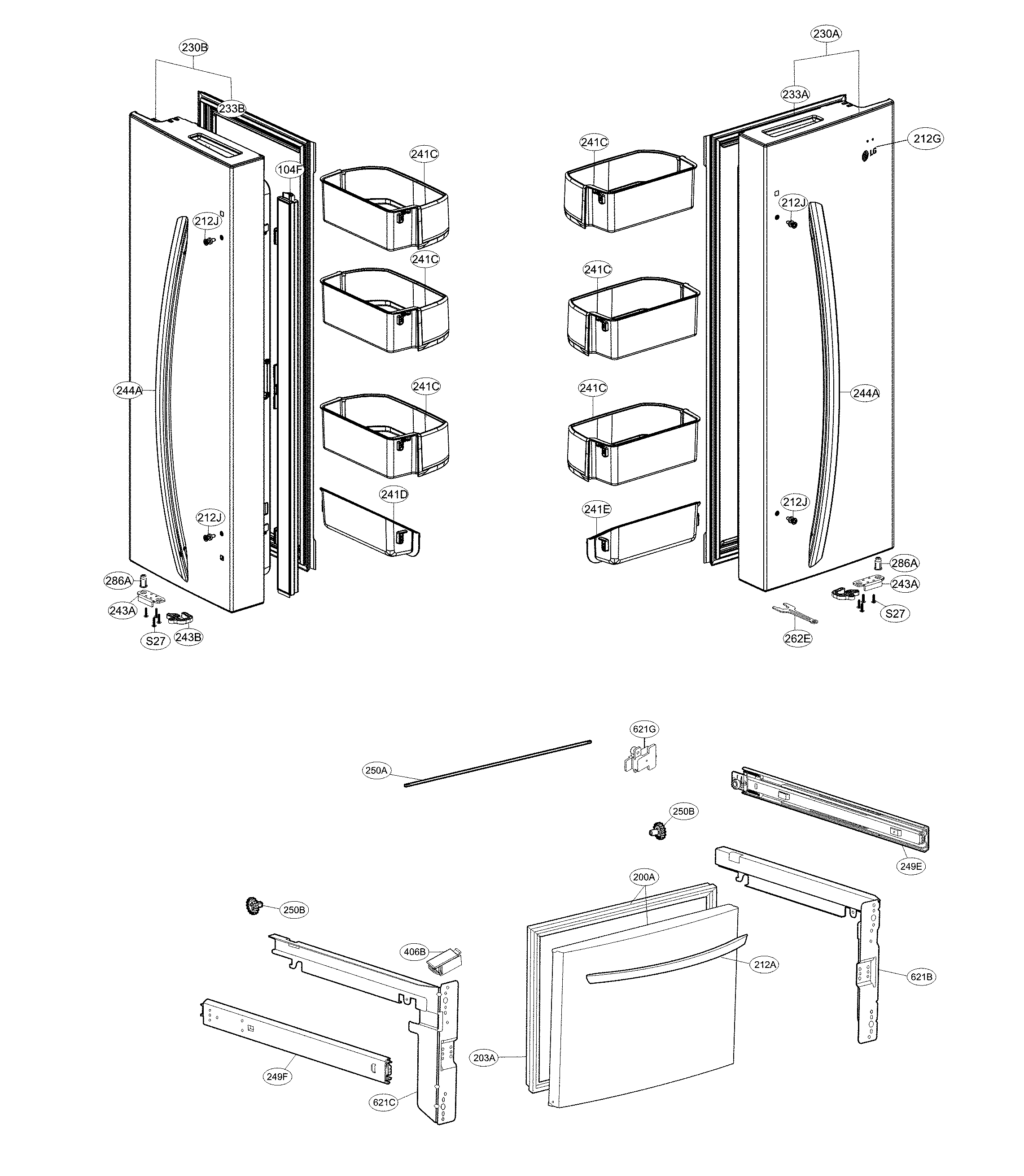 LG LFCS22520S/01 door parts diagram