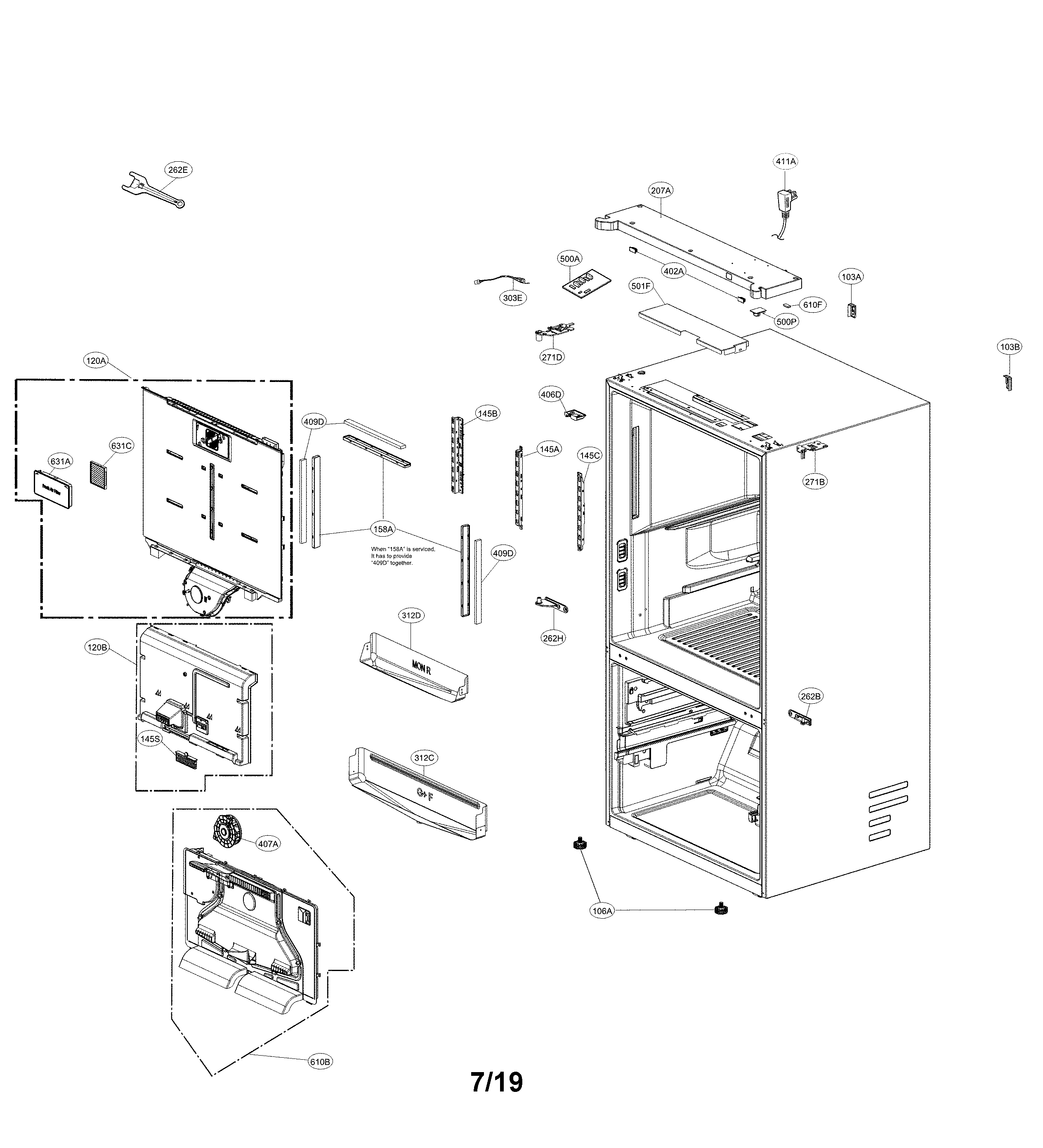 LG LRFXC2406S/00 case parts diagram