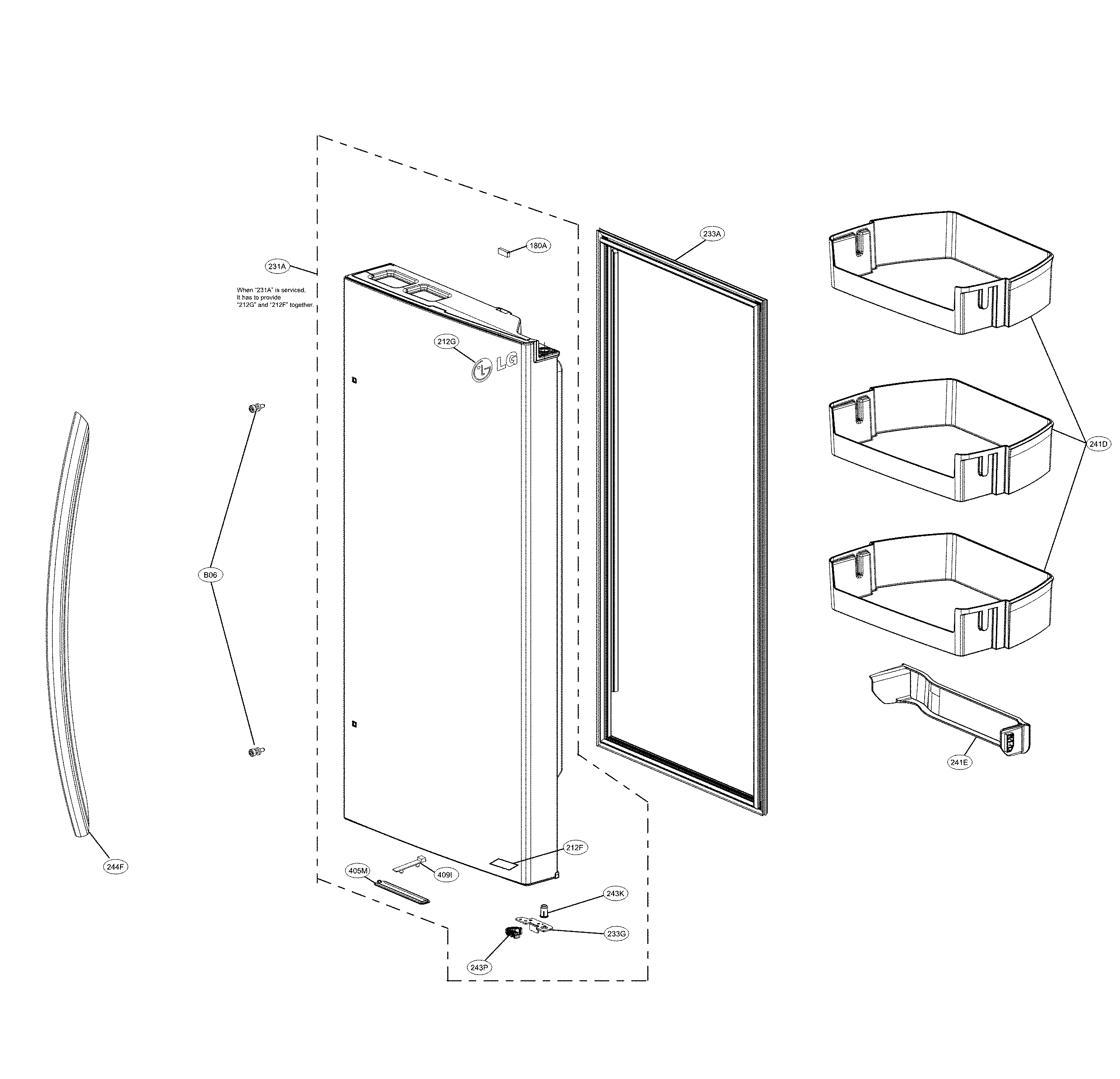 LG LRFXC2406S/00 door parts diagram