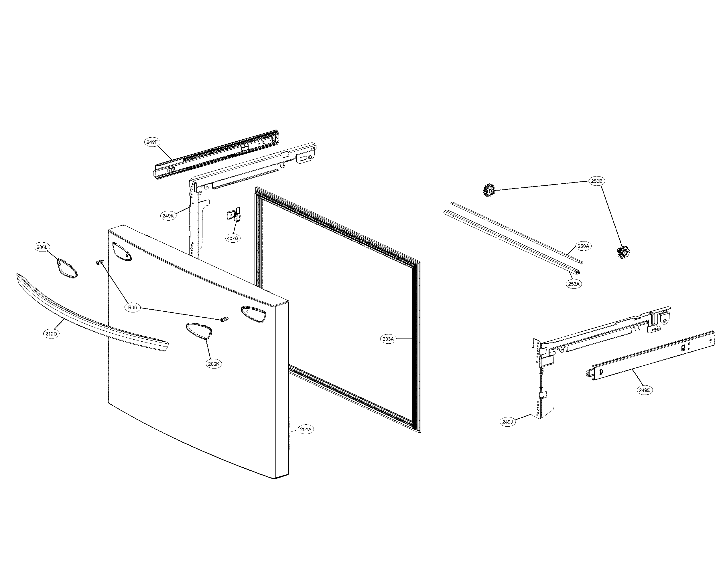 LG LRFXC2406S/00 door parts - freezer diagram