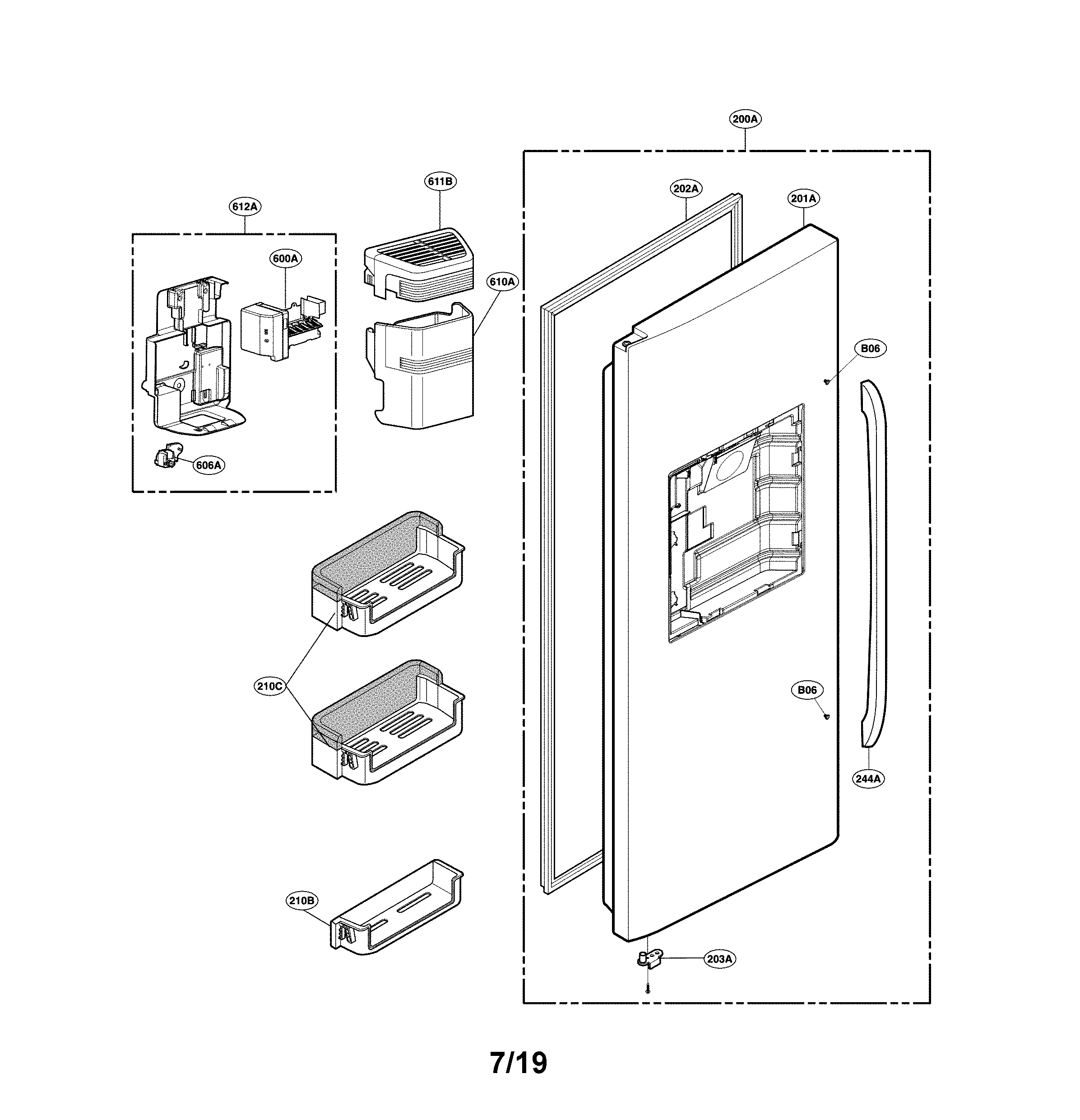 LG LSC24971ST/00 freezer door diagram