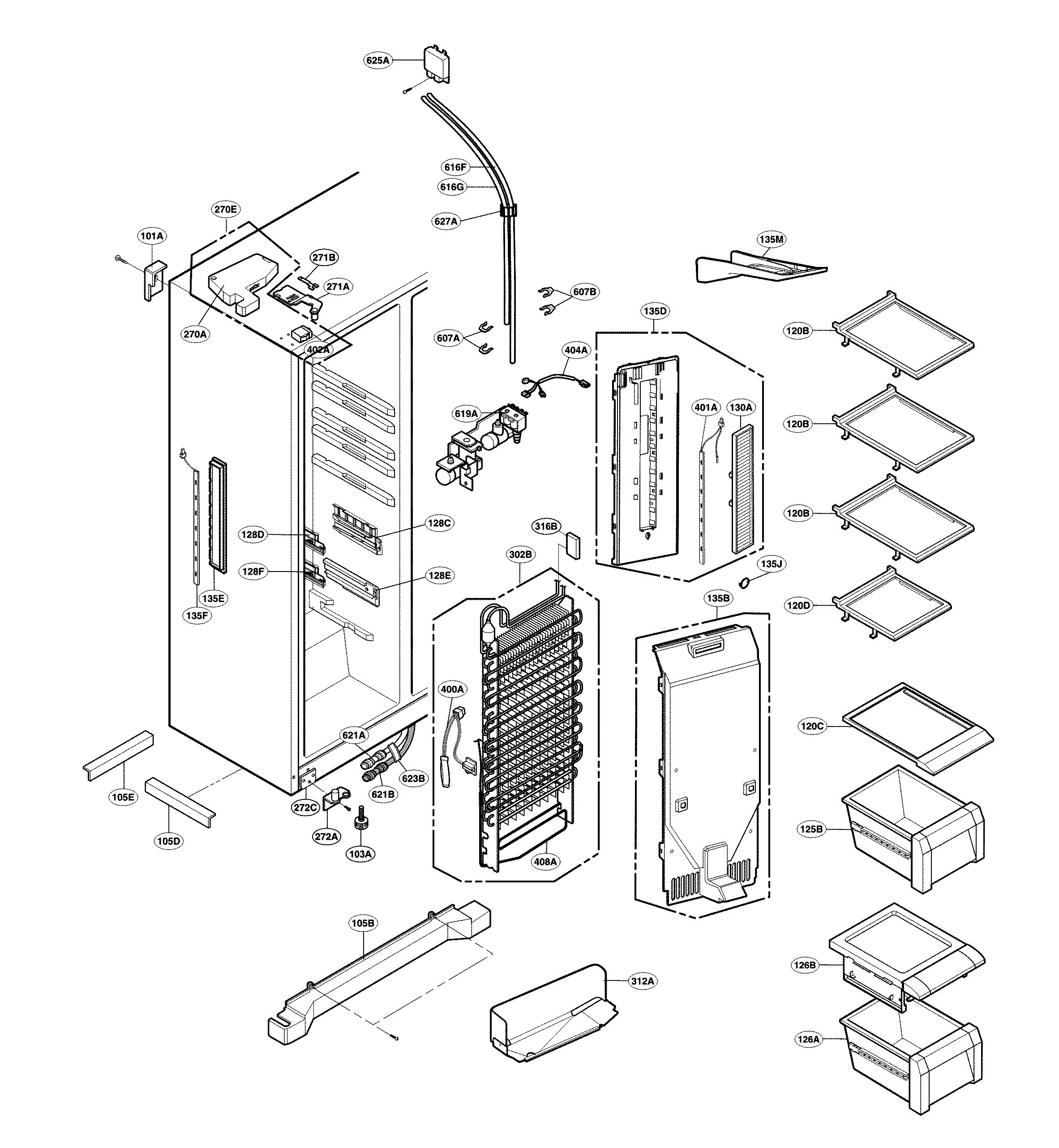 LG LSC24971ST/00 freezer compartment diagram