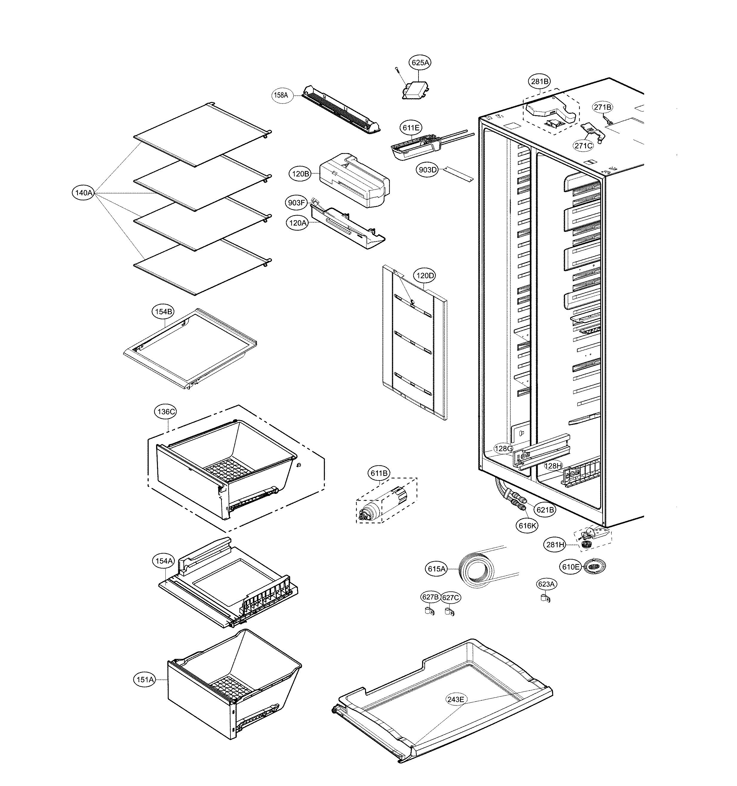 LG LSXC22396D/00 refrigerator compartment diagram