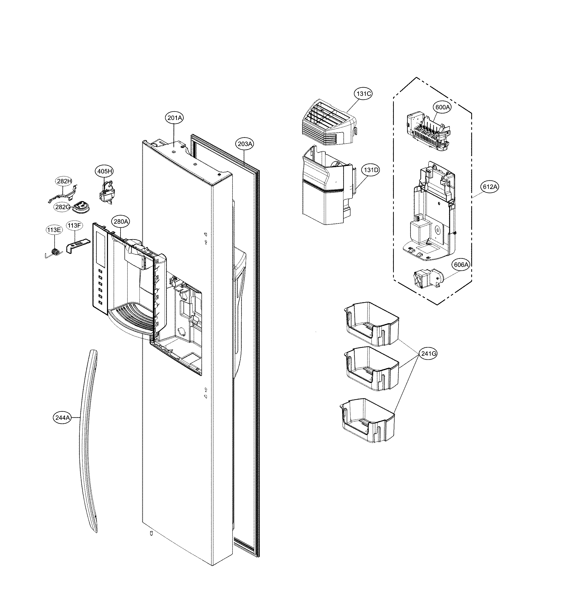LG LSXS26326B/00 freezer door diagram