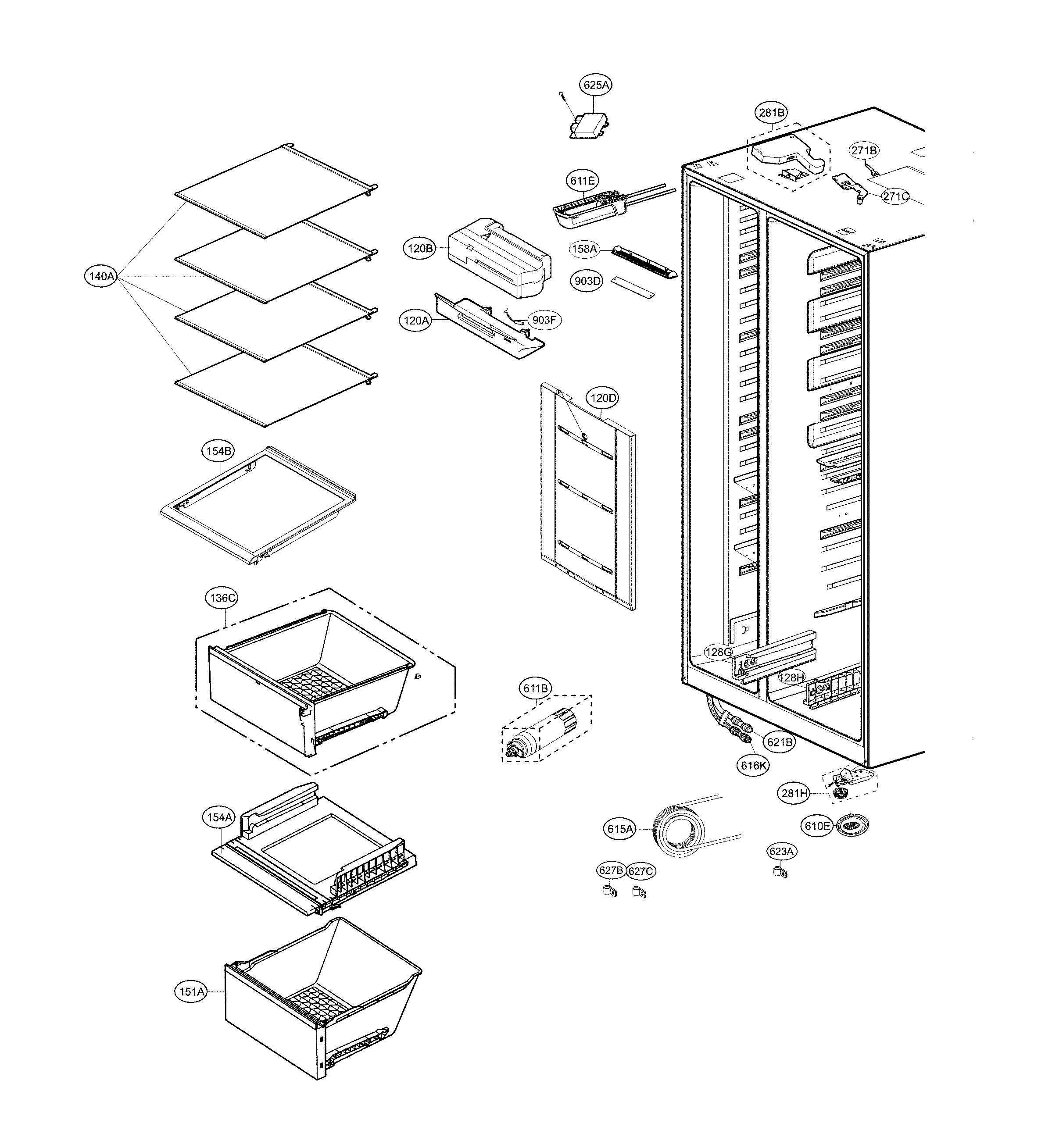 LG LSXS26386D/03 refrigerator compartment diagram