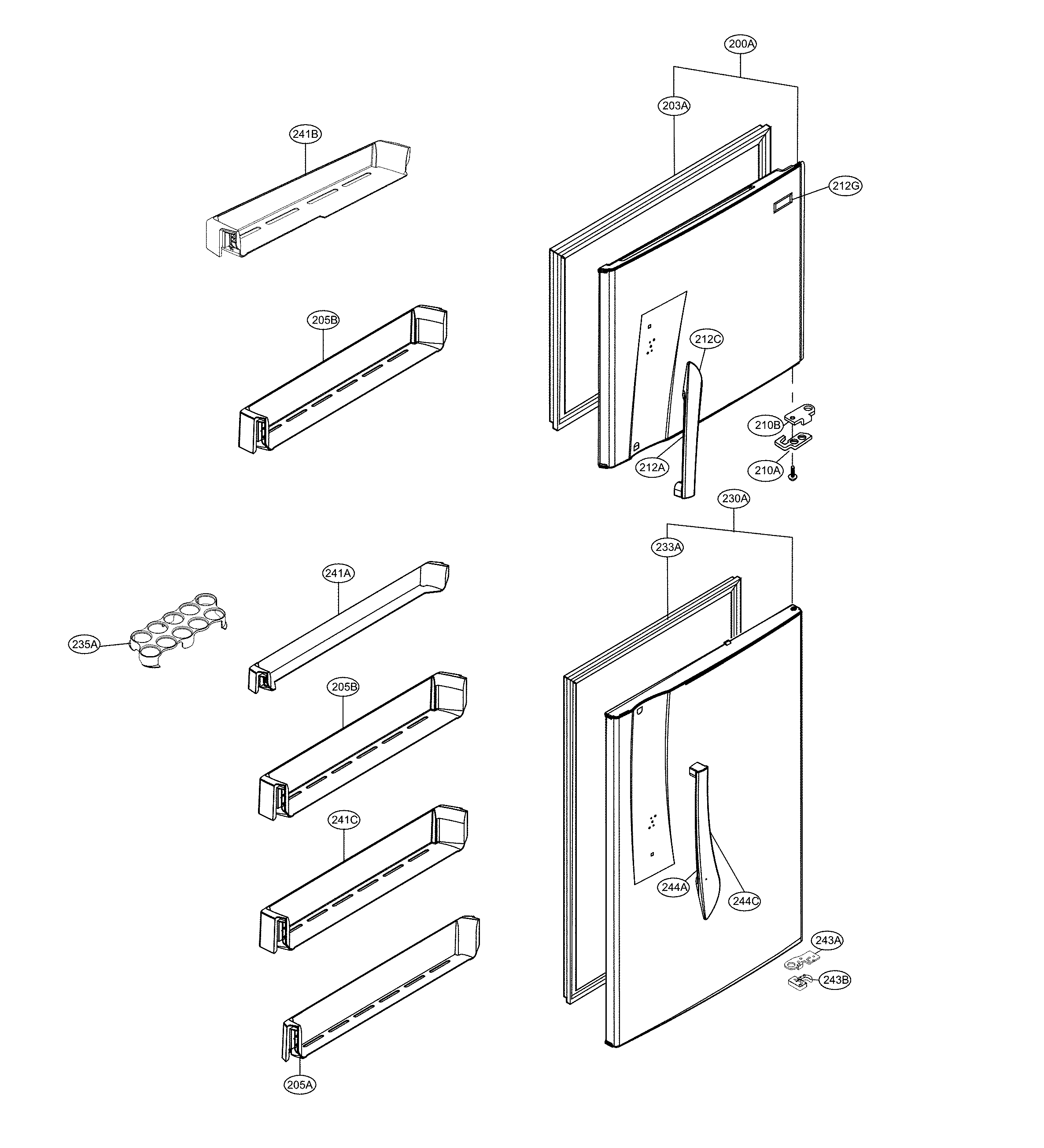 LG LTNS16121V/01 door parts diagram