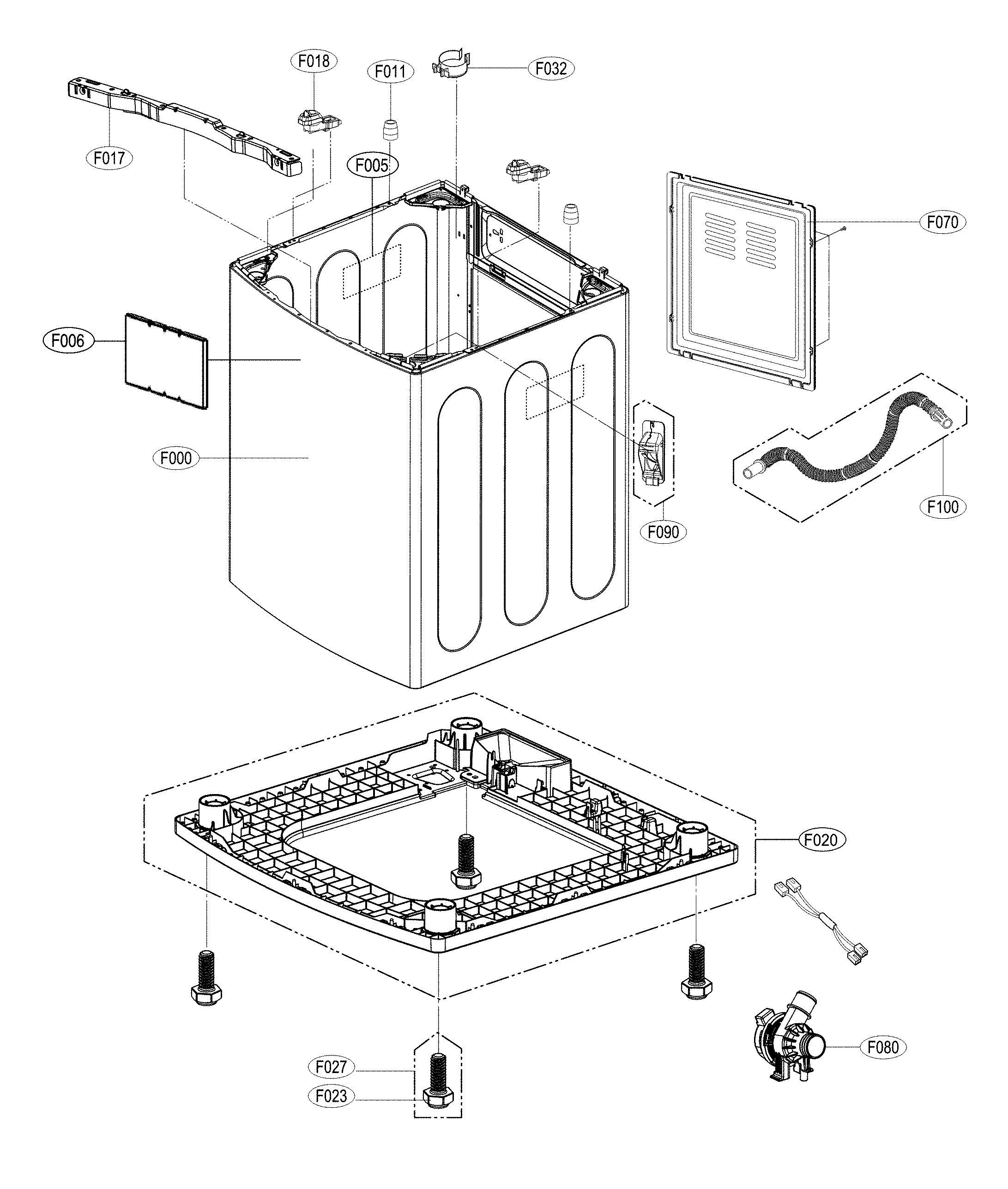 LG WT7300CV/00 outer case assy diagram