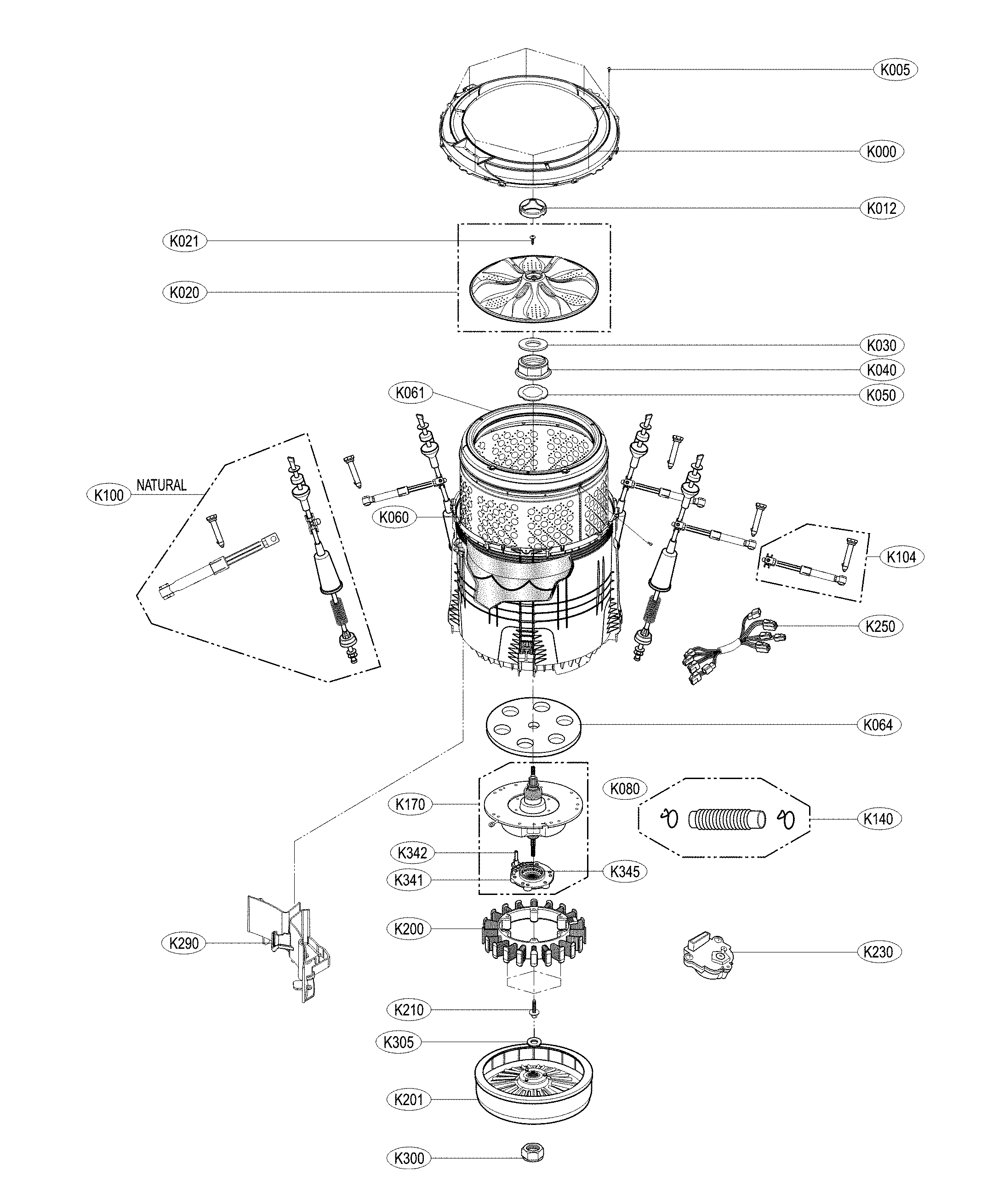 LG WT7300CV/00 tub assy diagram