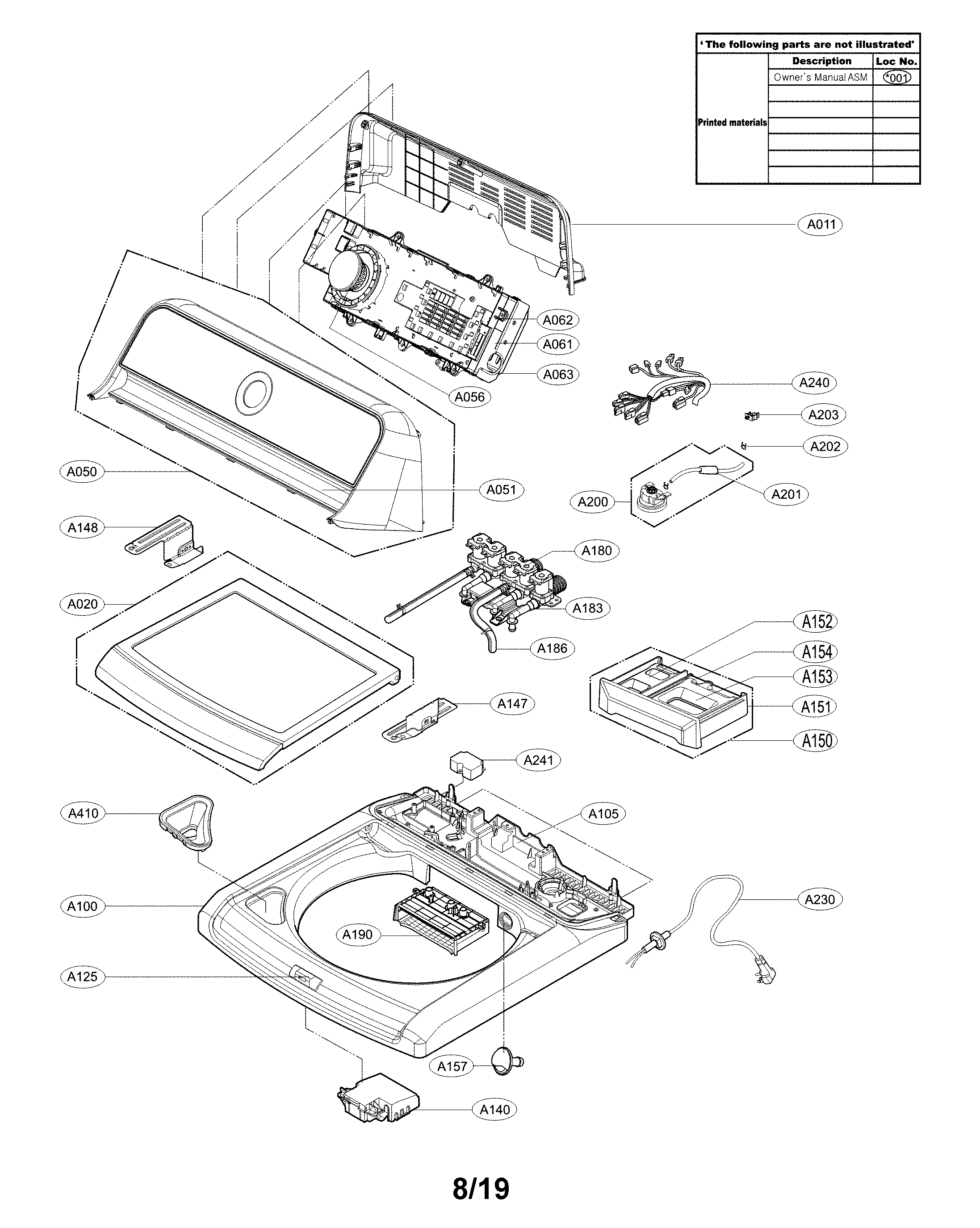 LG WT7300CW/00 top cover assy diagram