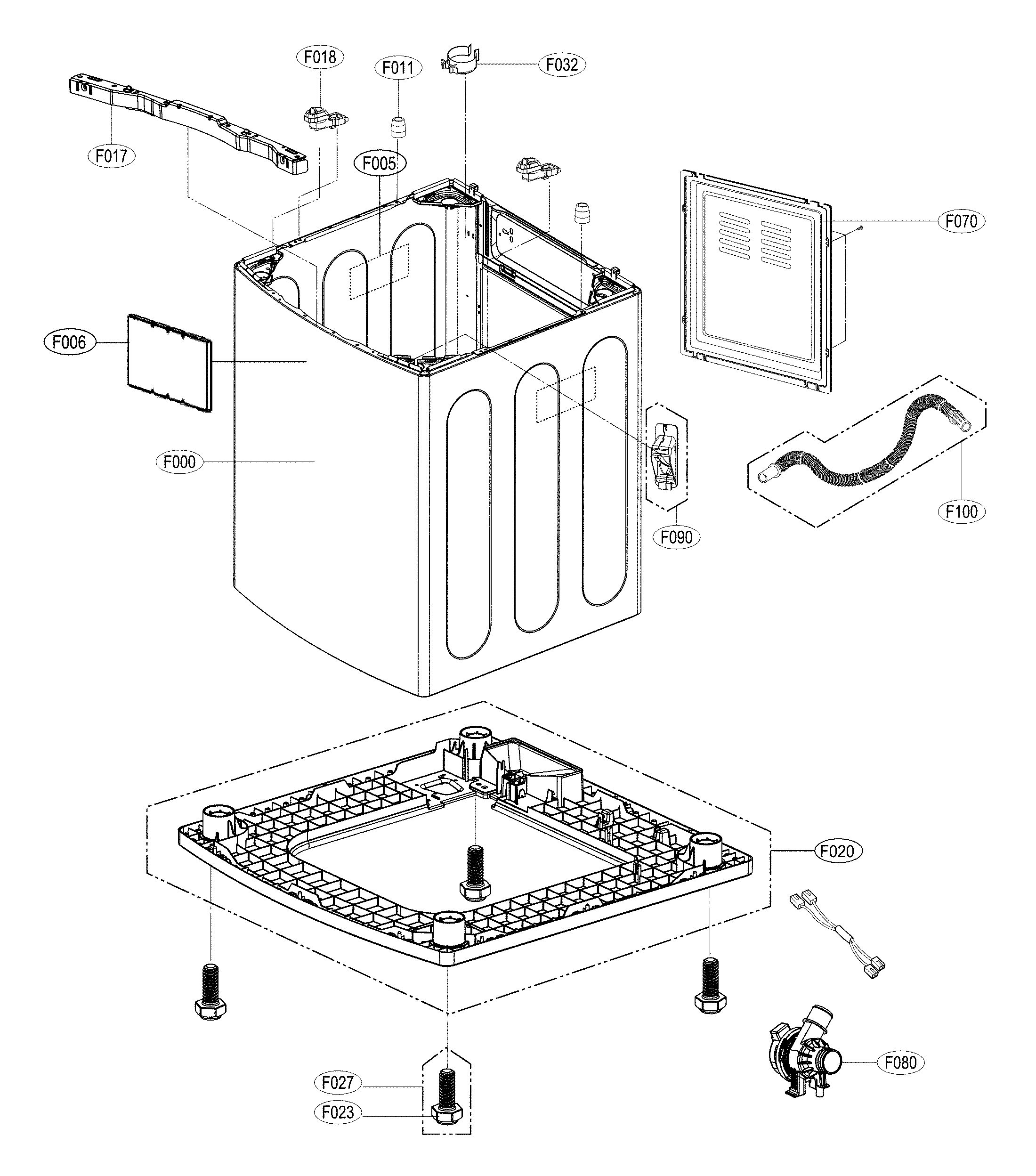 LG WT7300CW/00 outer case assy diagram
