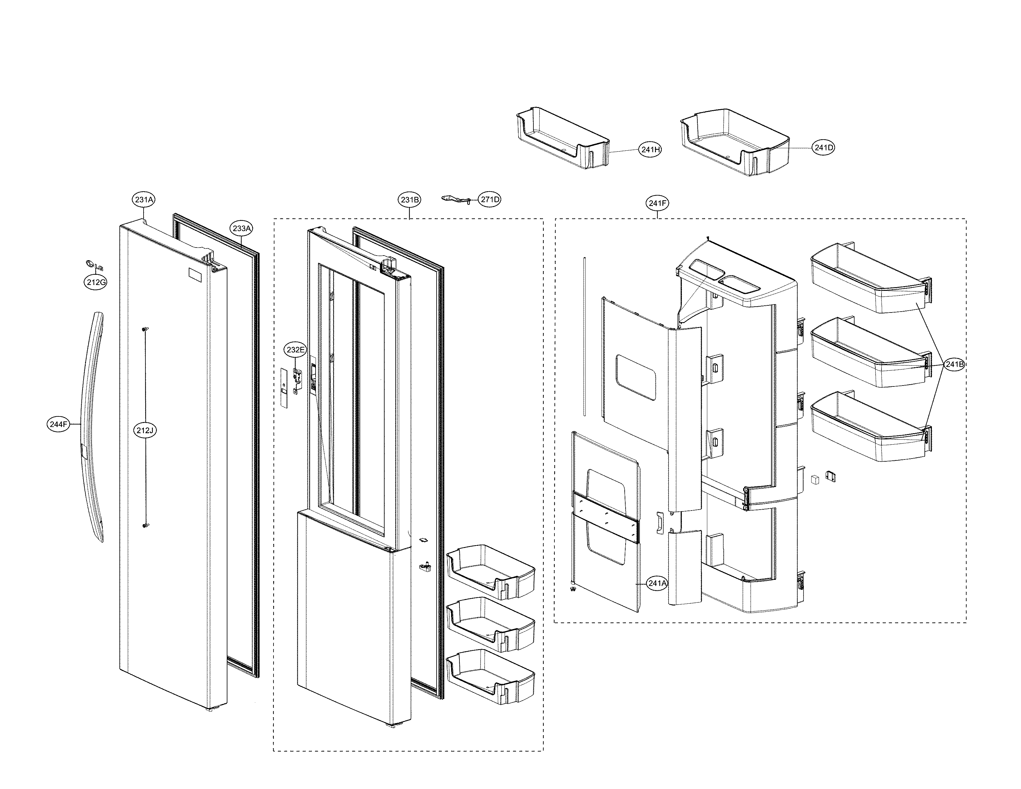Kenmore 79551839414 refrigerator door parts diagram