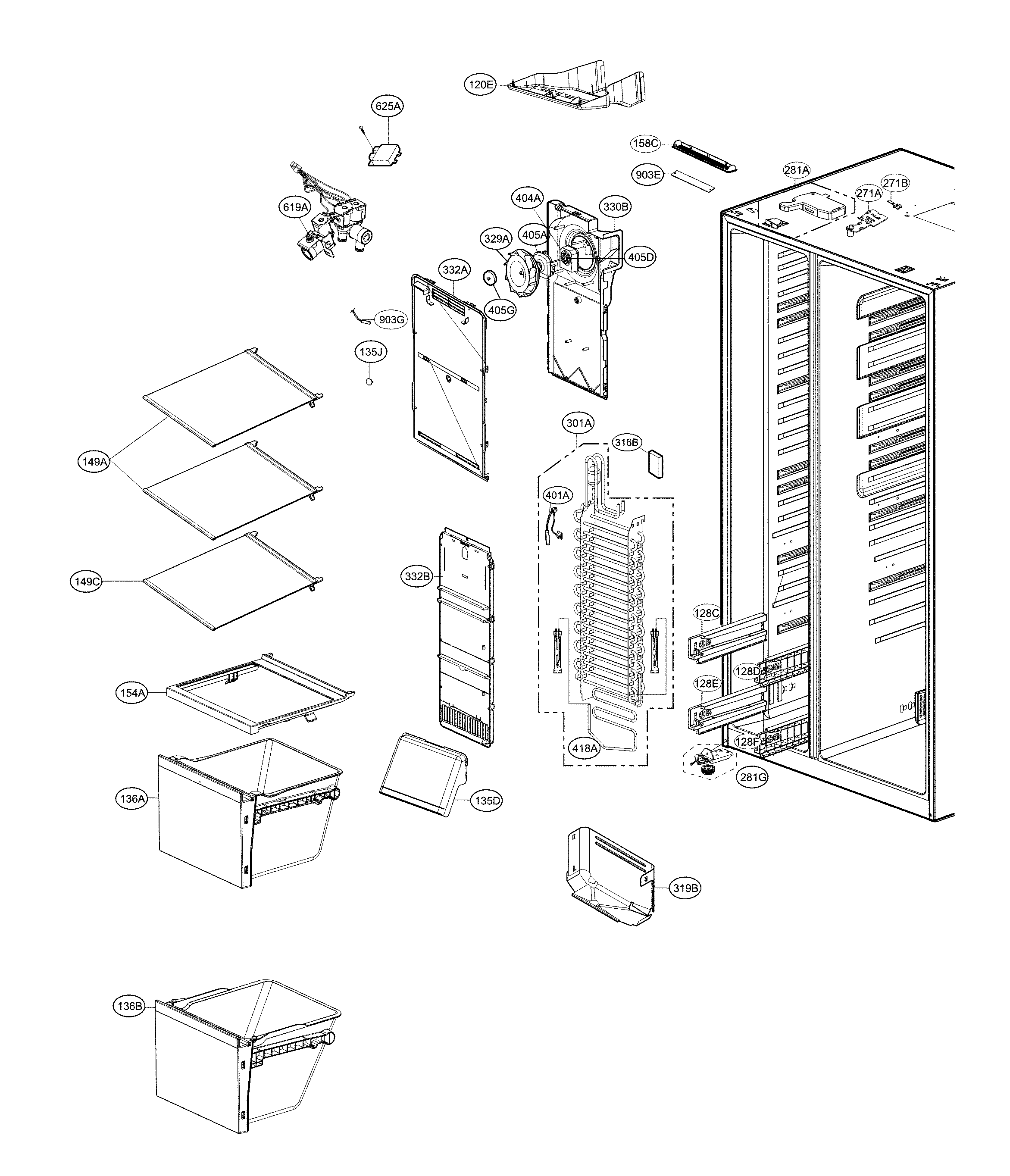 Kenmore 79551839414 freezer parts diagram