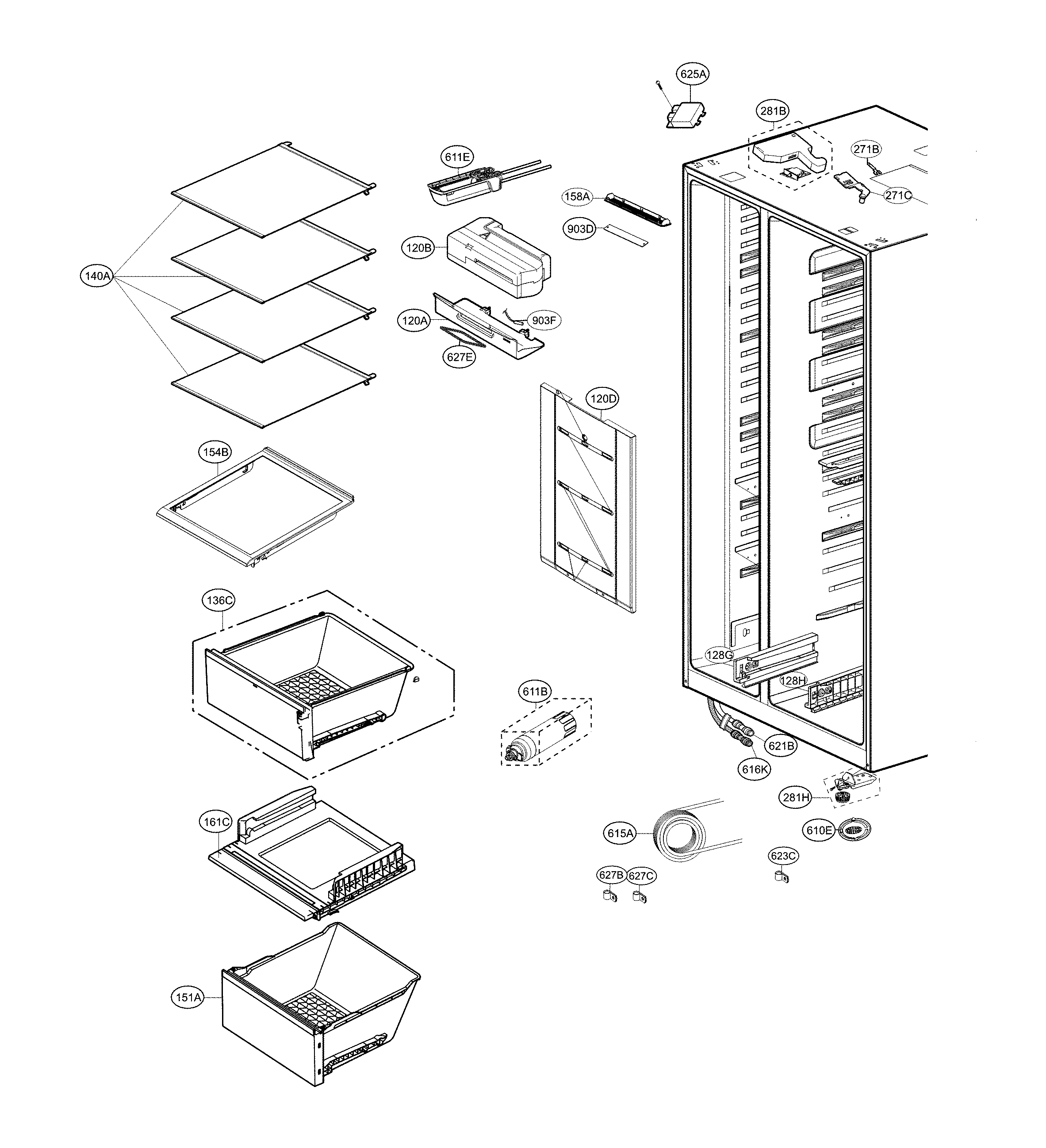 Kenmore 79551839414 refrigerator parts diagram