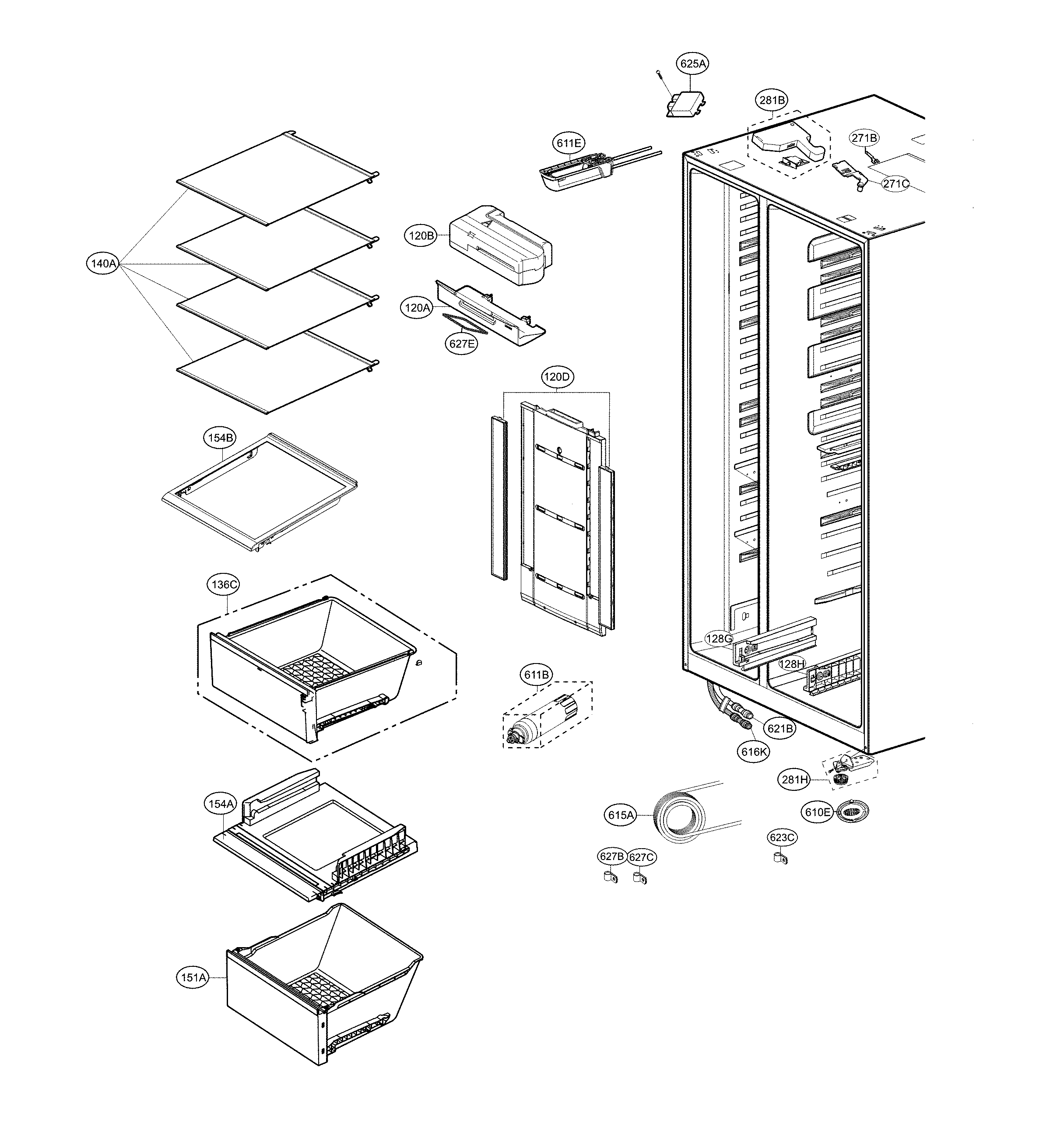 Kenmore Elite 79551867612 refrigerator parts diagram