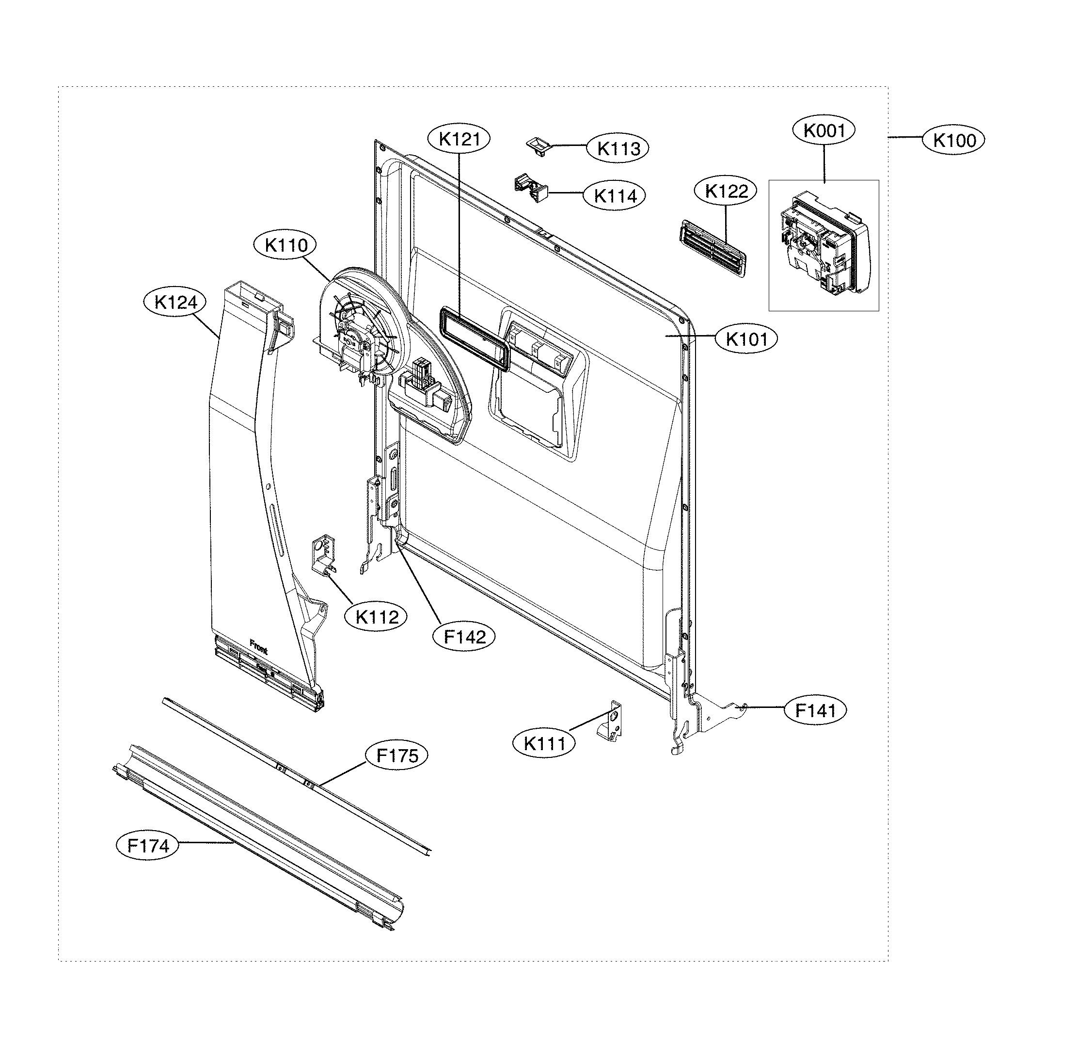 LG LDF5545WW/00 door liner assembly diagram