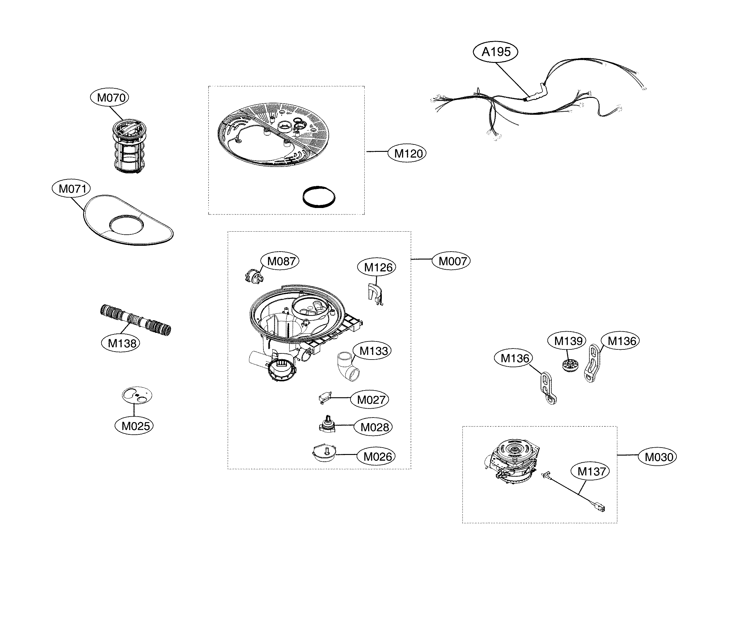 LG LDF5545WW/00 sump assembly diagram