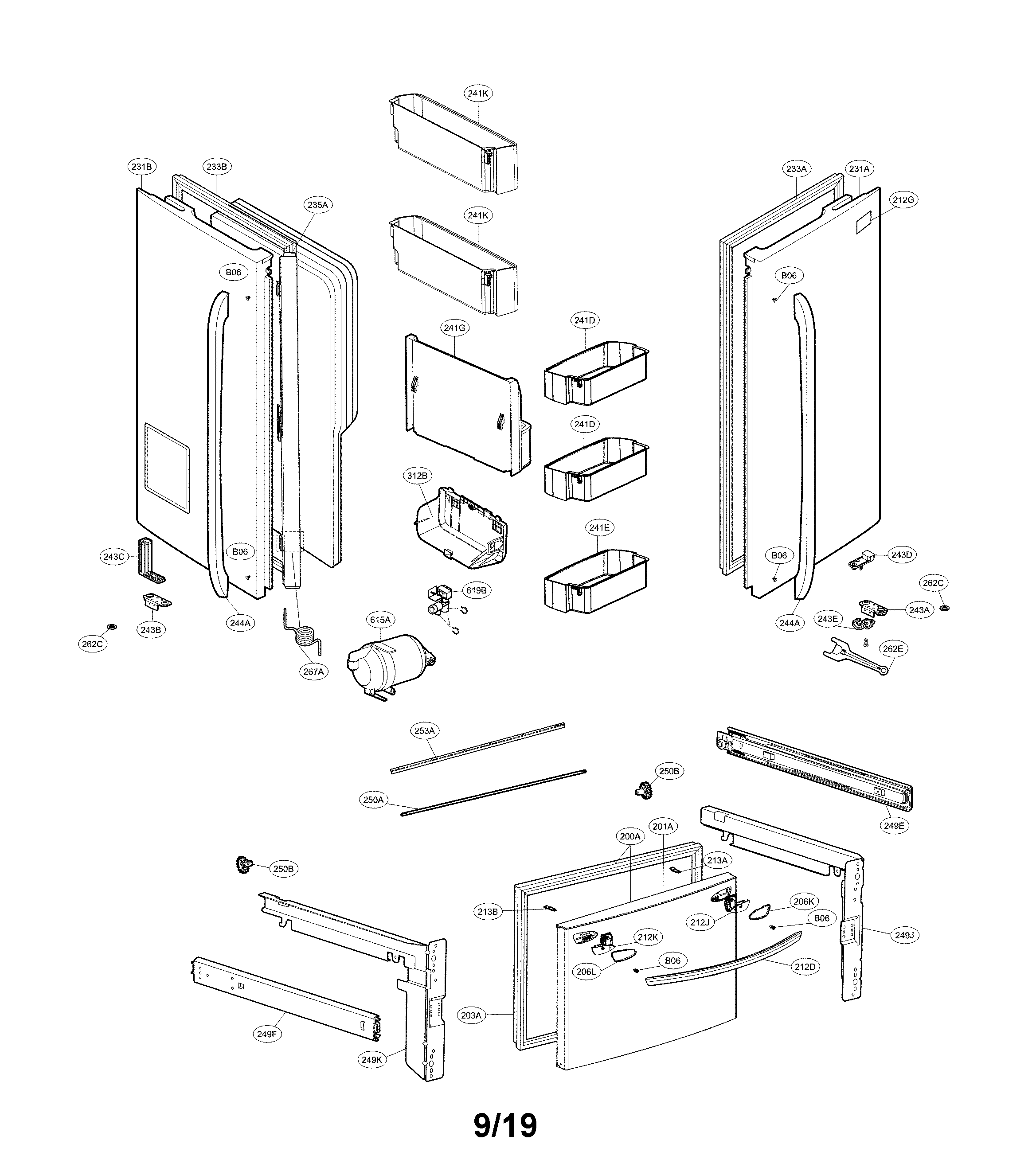 LG LFX28968SB/04 door parts diagram