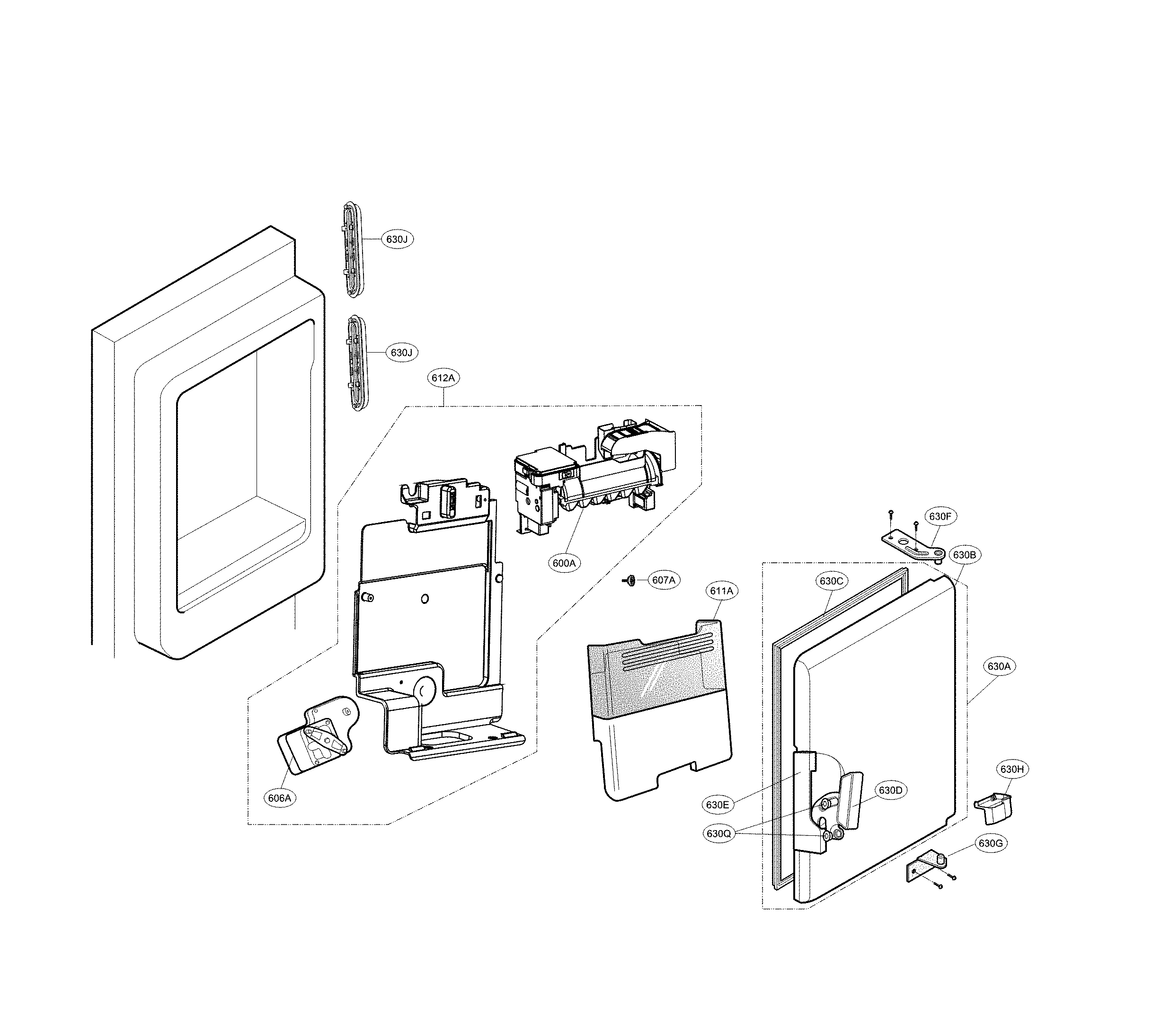 LG LFX28968SB/04 icemaker & ice bin parts diagram