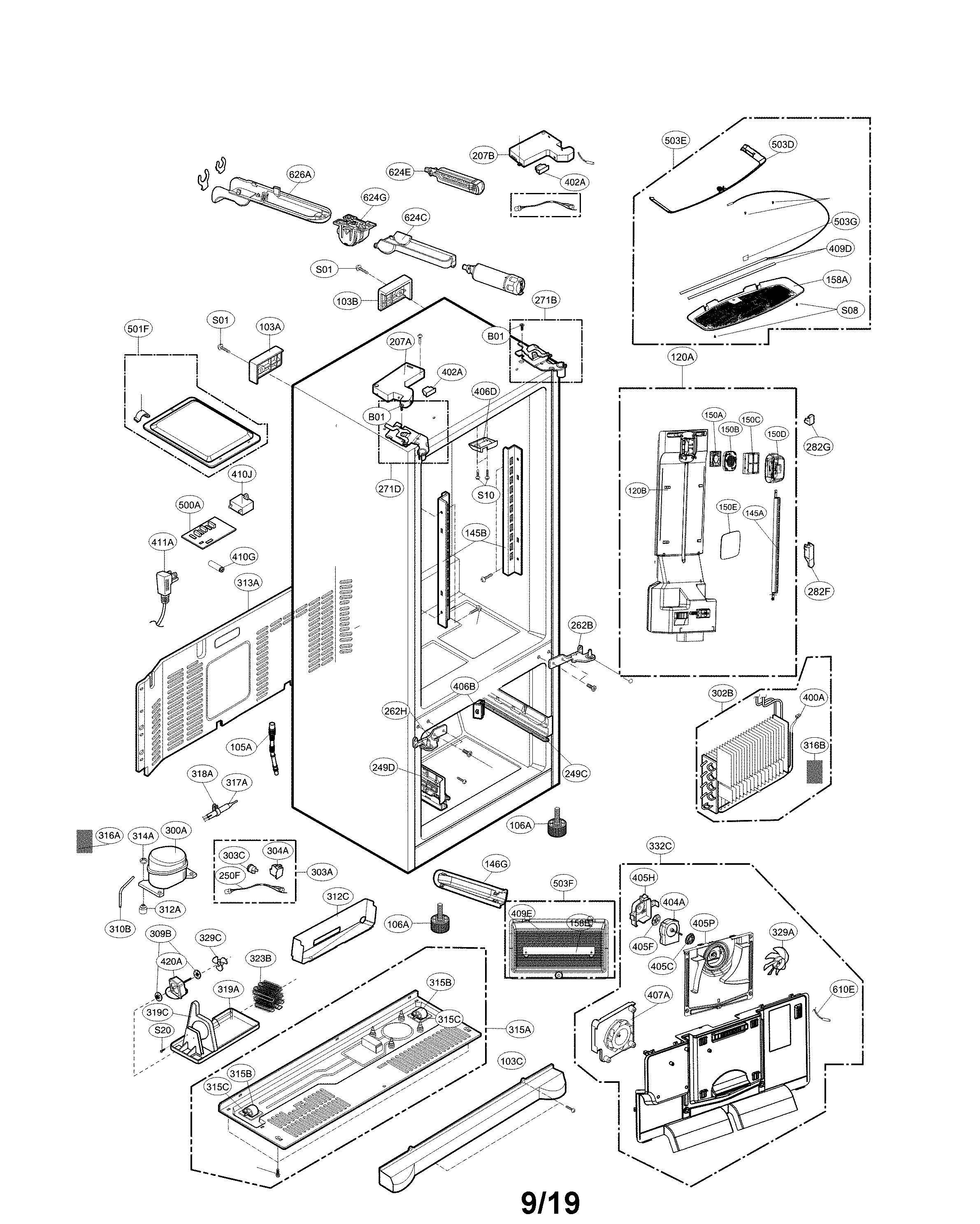 LG LFXS27566S/00 case parts diagram