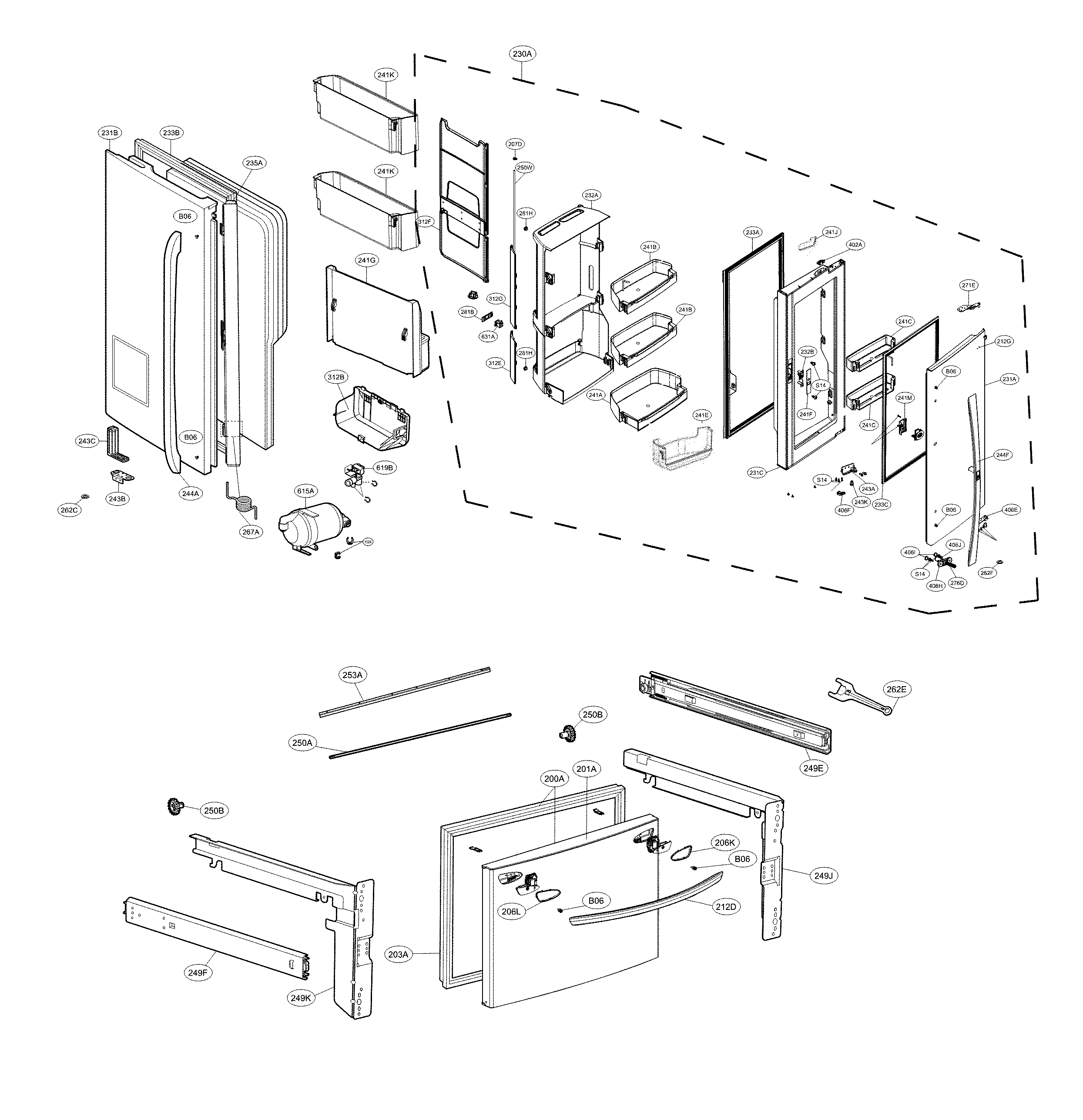 LG LFXS27566S/00 door parts diagram