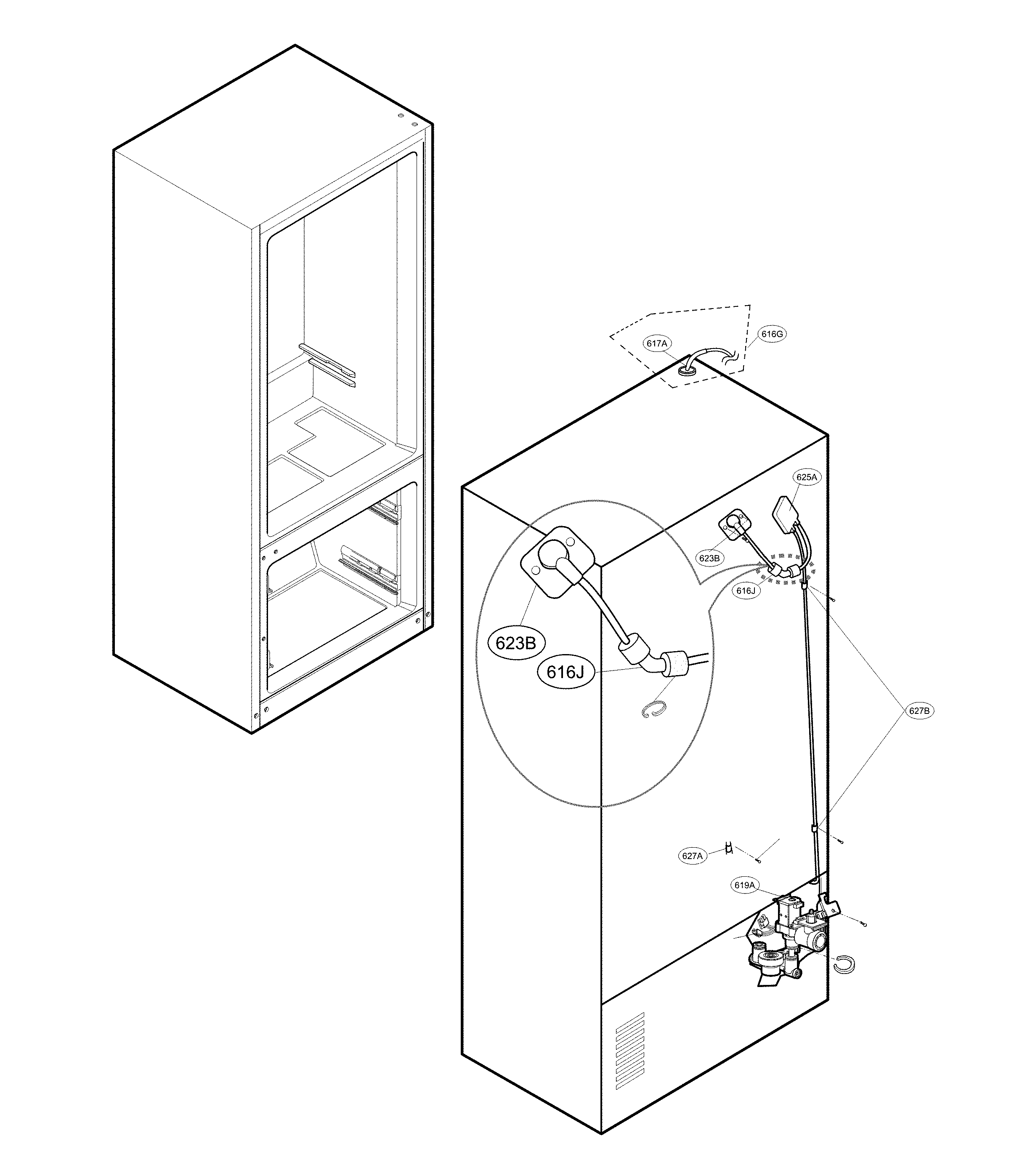 LG LFXS27566S/00 valve and water tube parts diagram