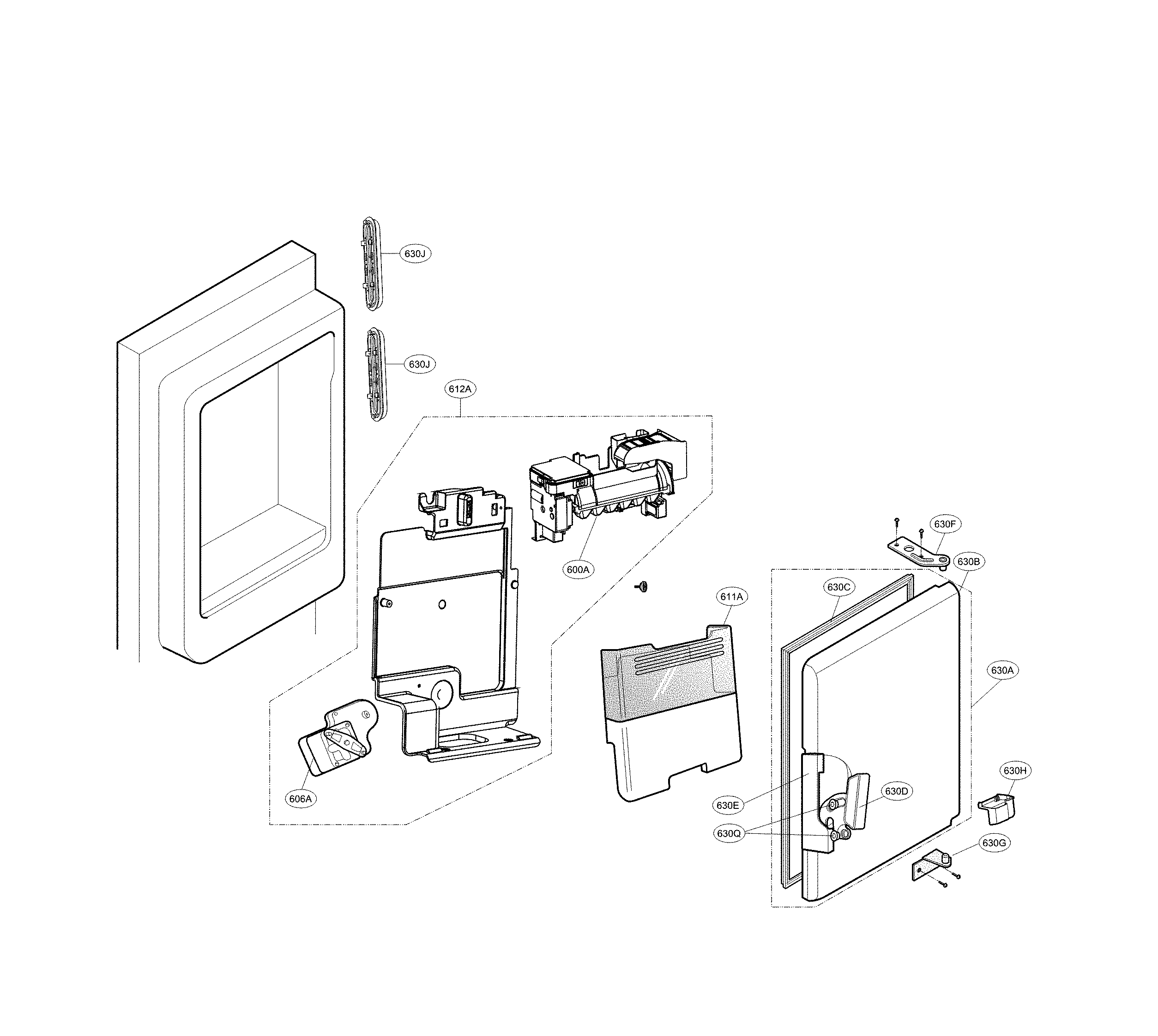 LG LFXS27566S/00 icemaker & ice bin parts diagram