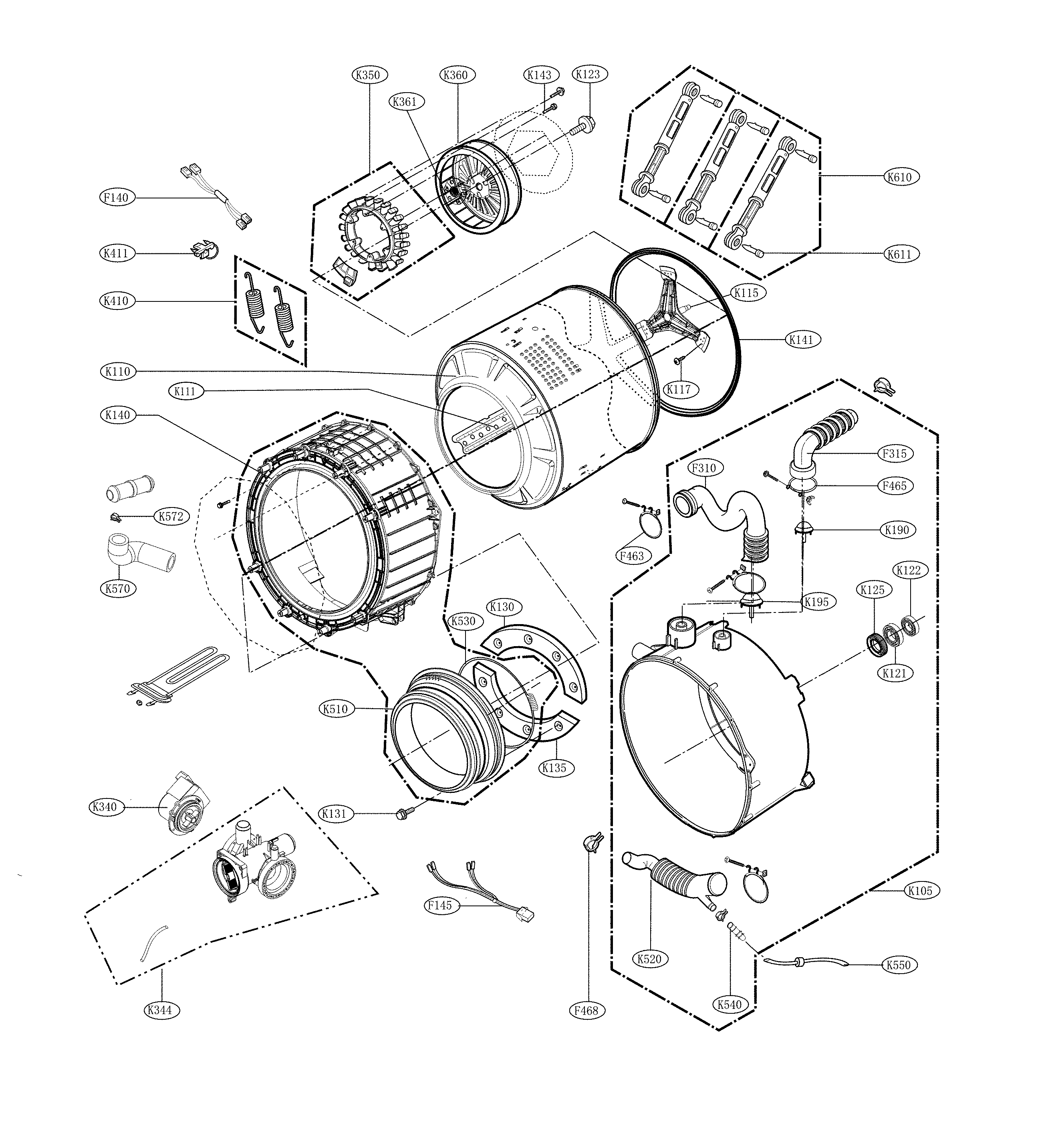 Kenmore 79641172212 drum parts diagram
