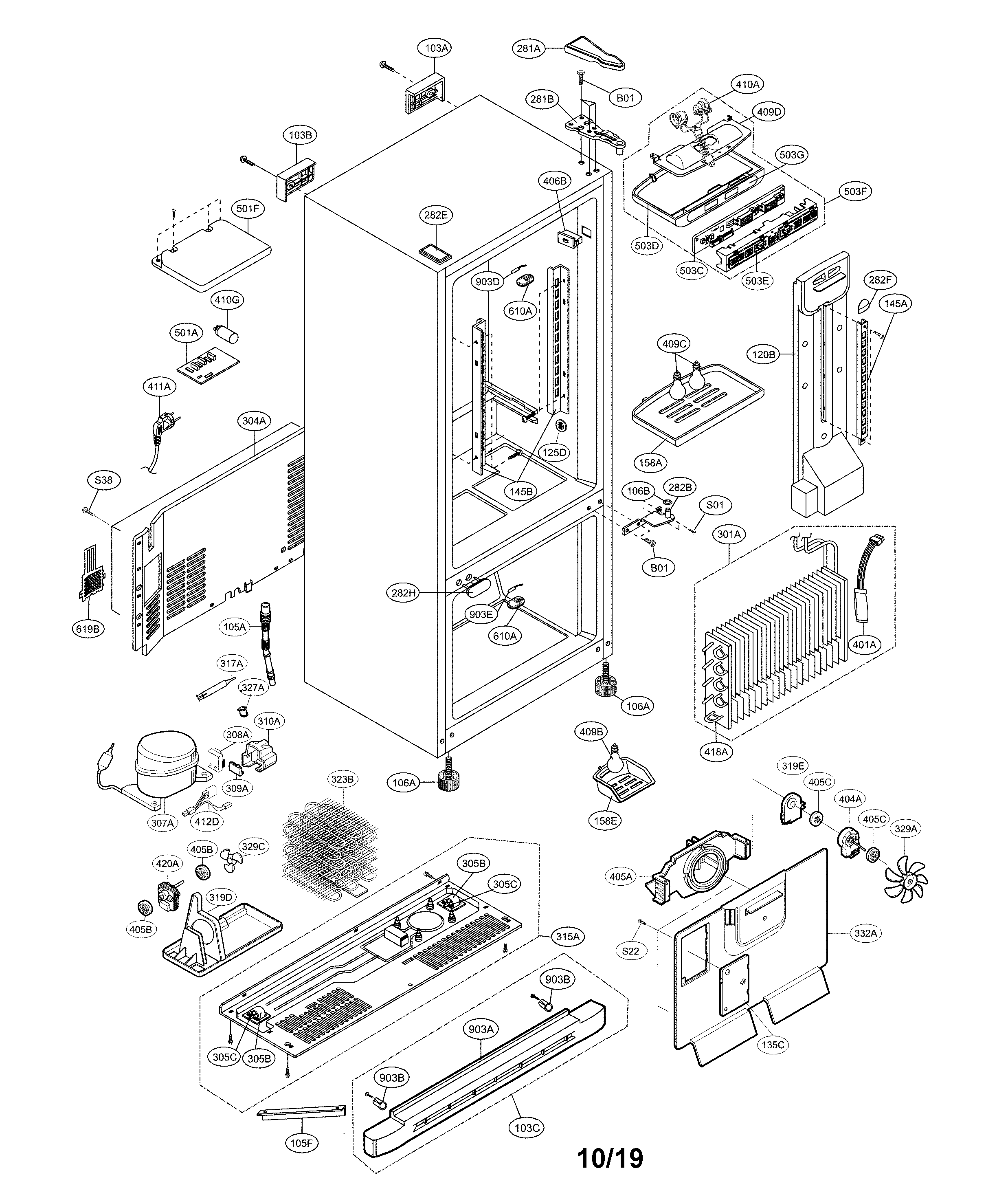 Kenmore 79575286402 case parts diagram