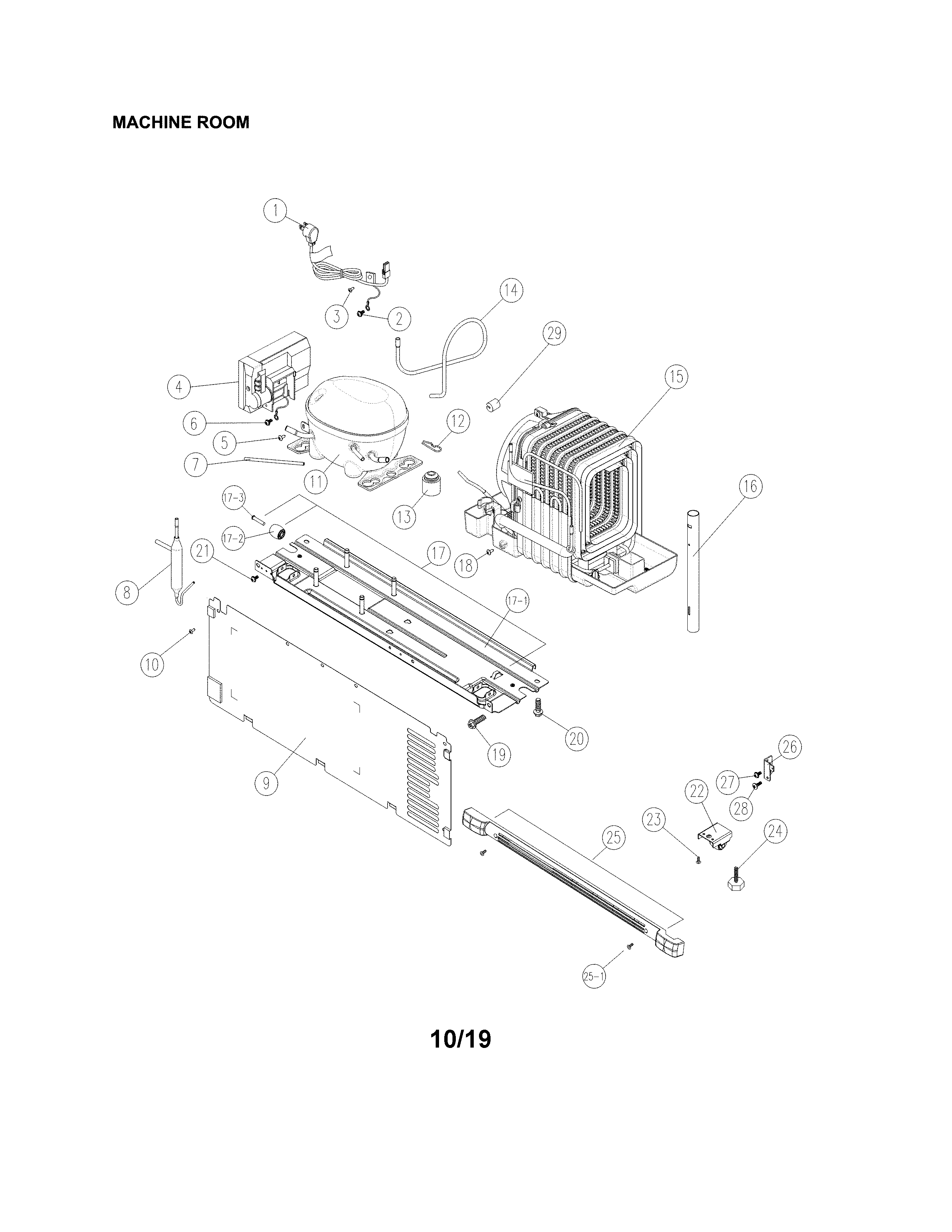 Kenmore 11170615910 machine room diagram