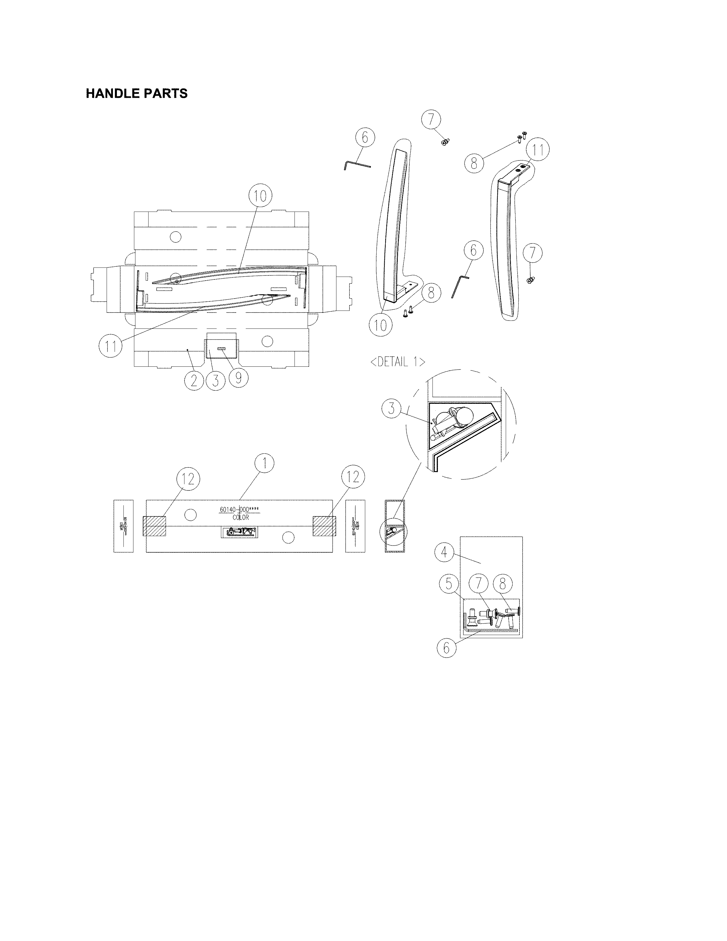 Kenmore 11170615910 handle parts diagram