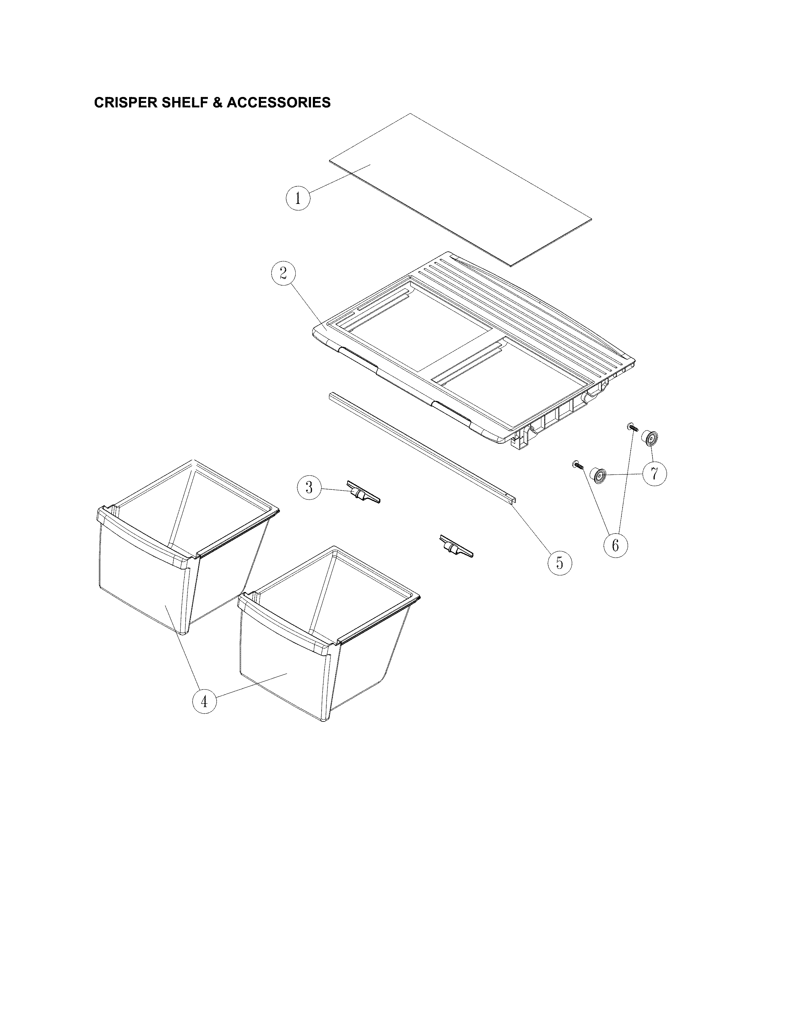 Kenmore 11170712910 crisper shelf and assessories diagram