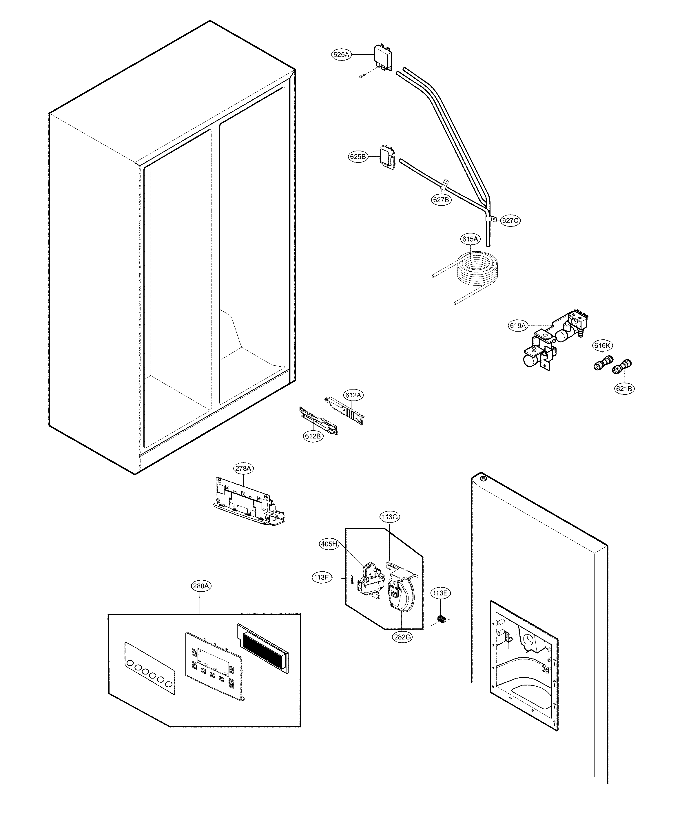 Kenmore Elite 79551823412 ice & water parts diagram