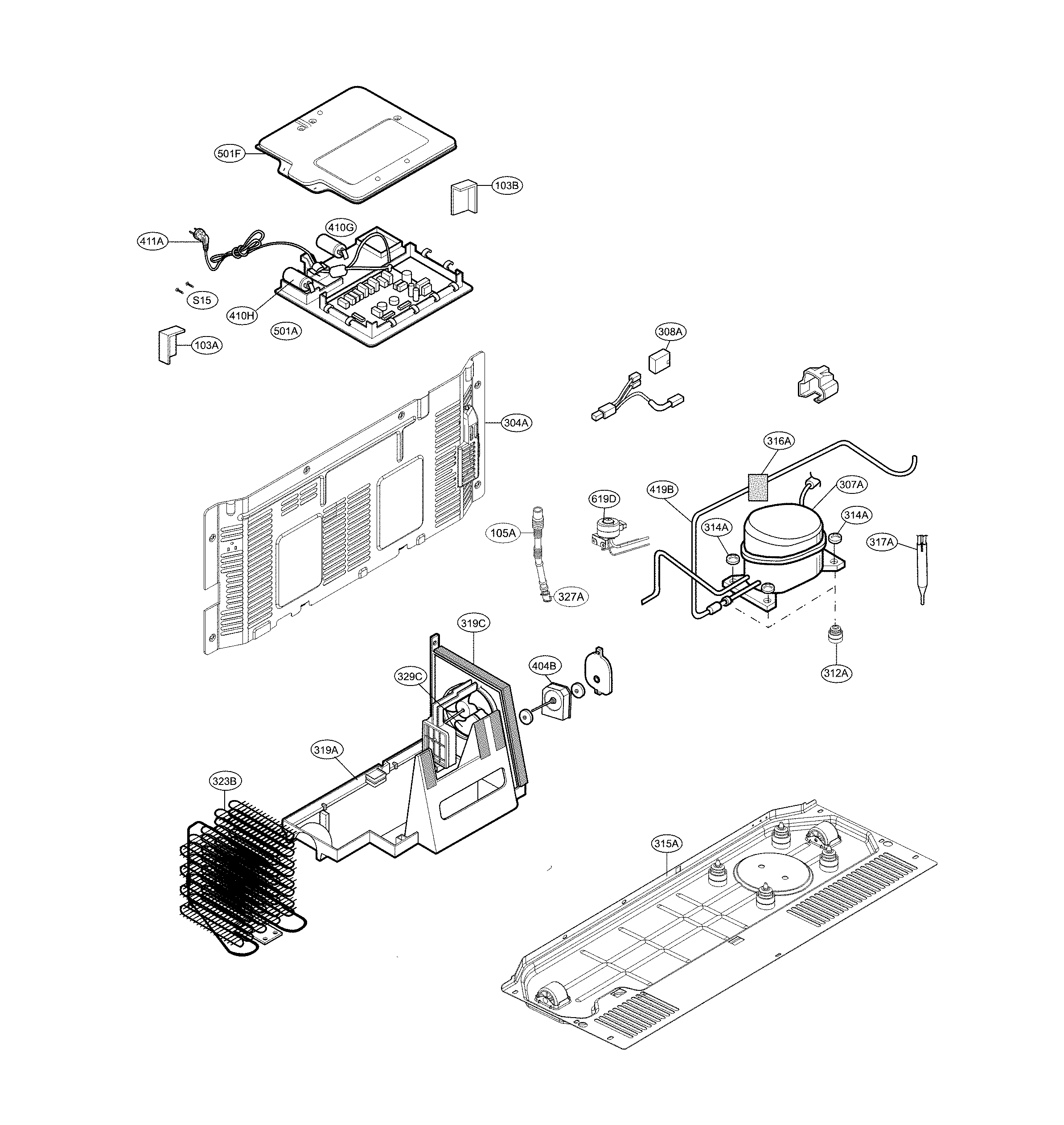 Kenmore Elite 79551823412 mechanical compartment diagram