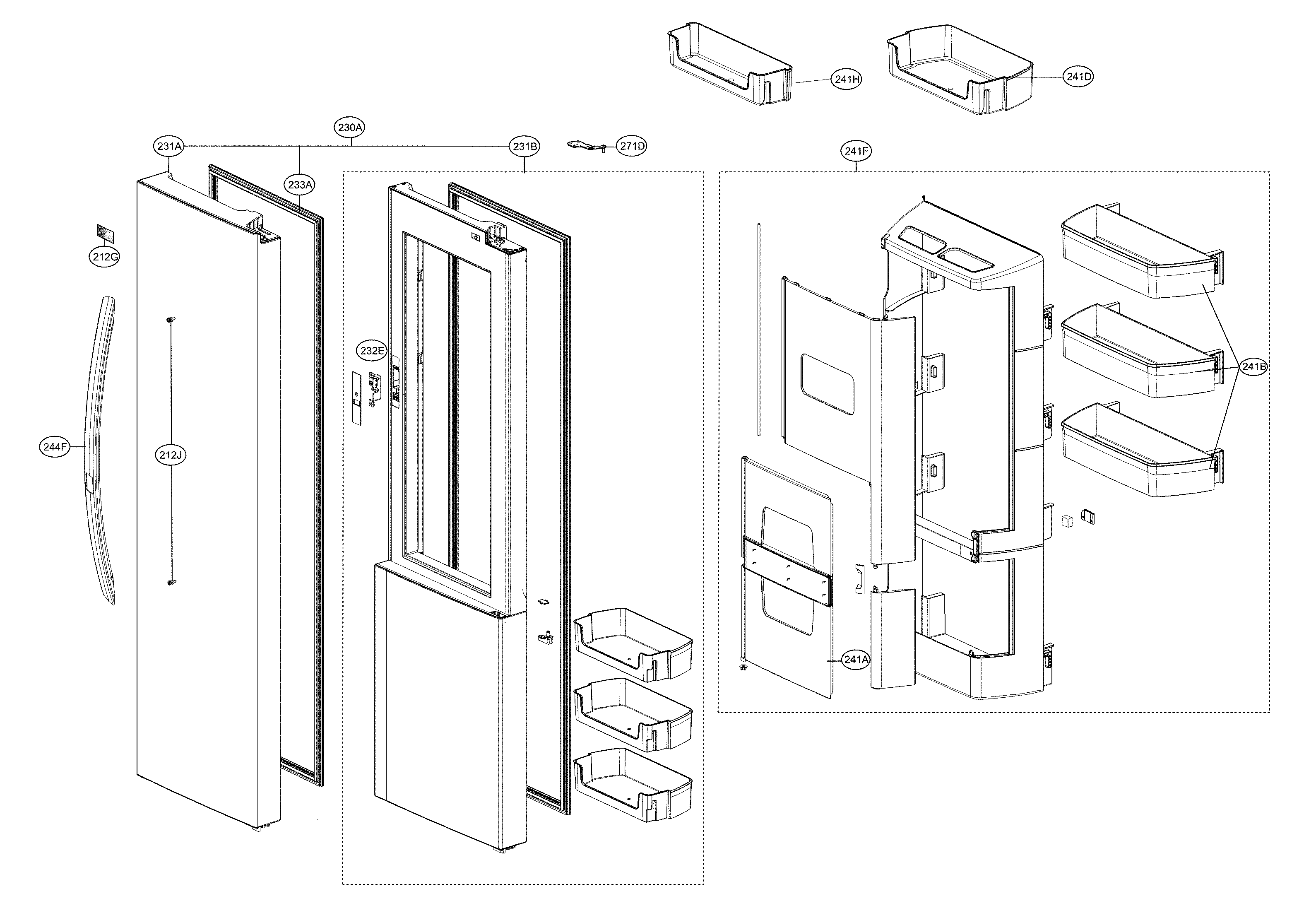 Kenmore 79551832414 refrigerator door diagram