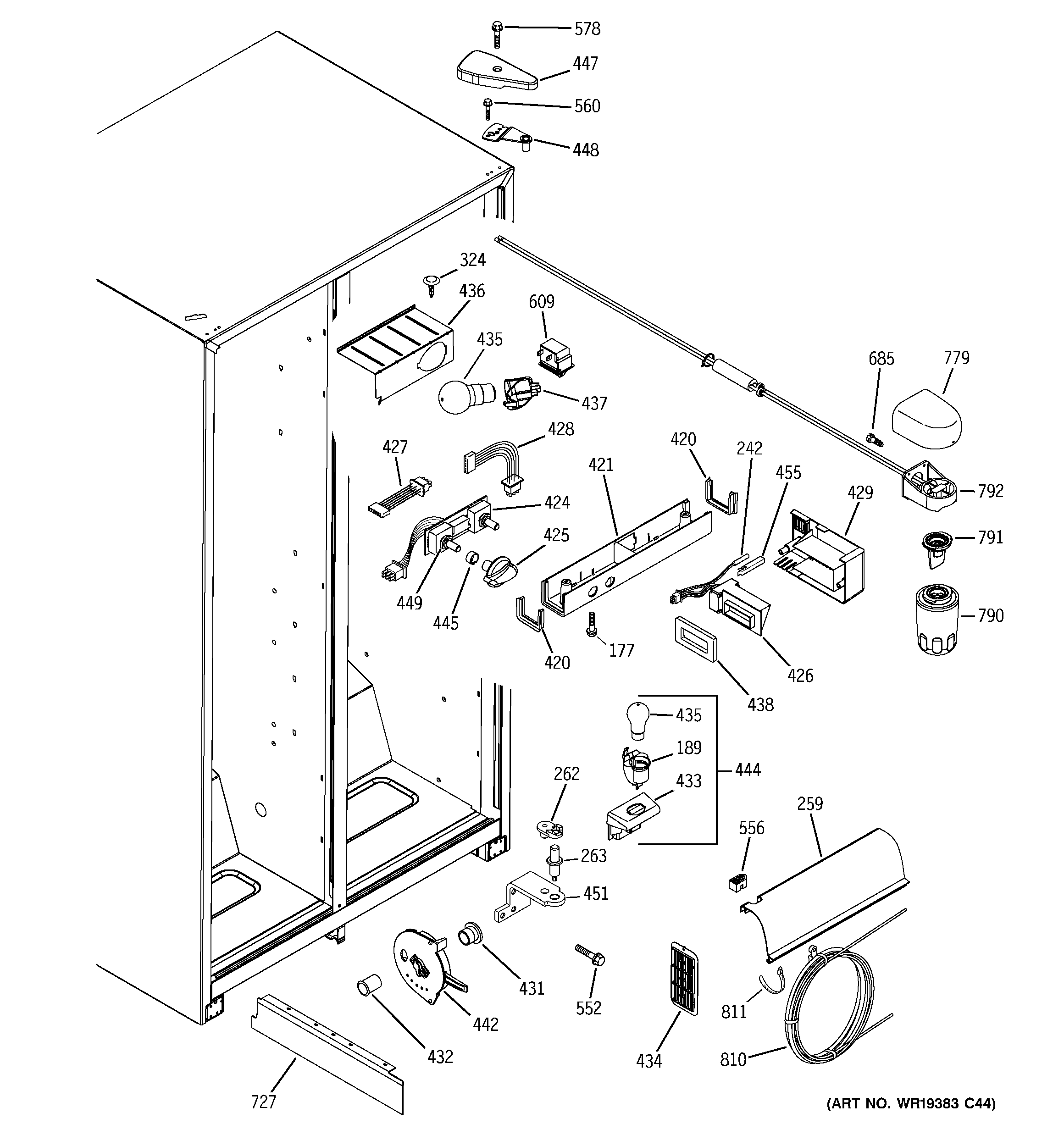 GE GSH22JGBBBB fresh food section diagram