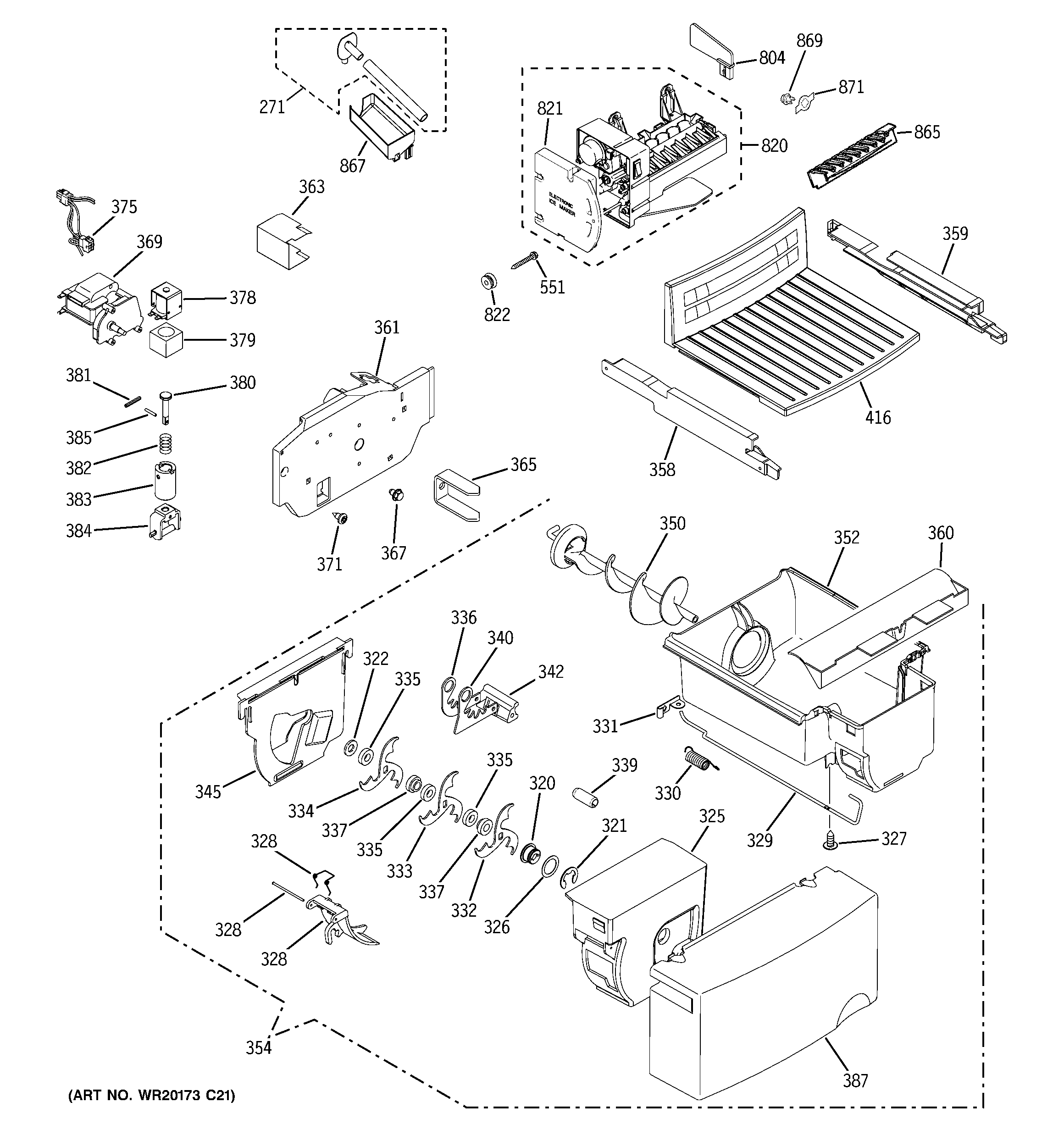 GE GSL22JGBBLB ice maker & dispenser diagram
