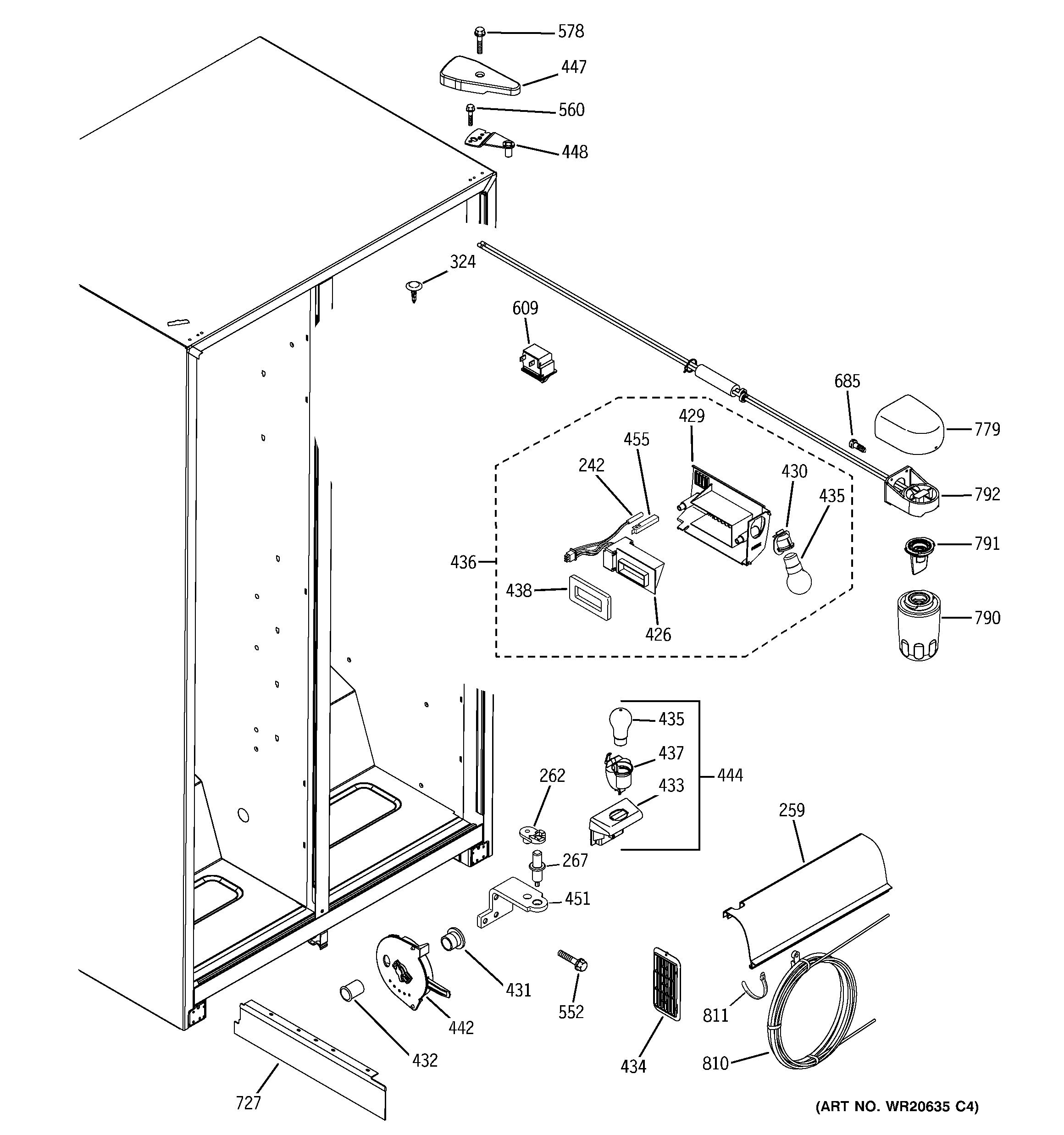 GE GSP25IGBBSS fresh food section diagram