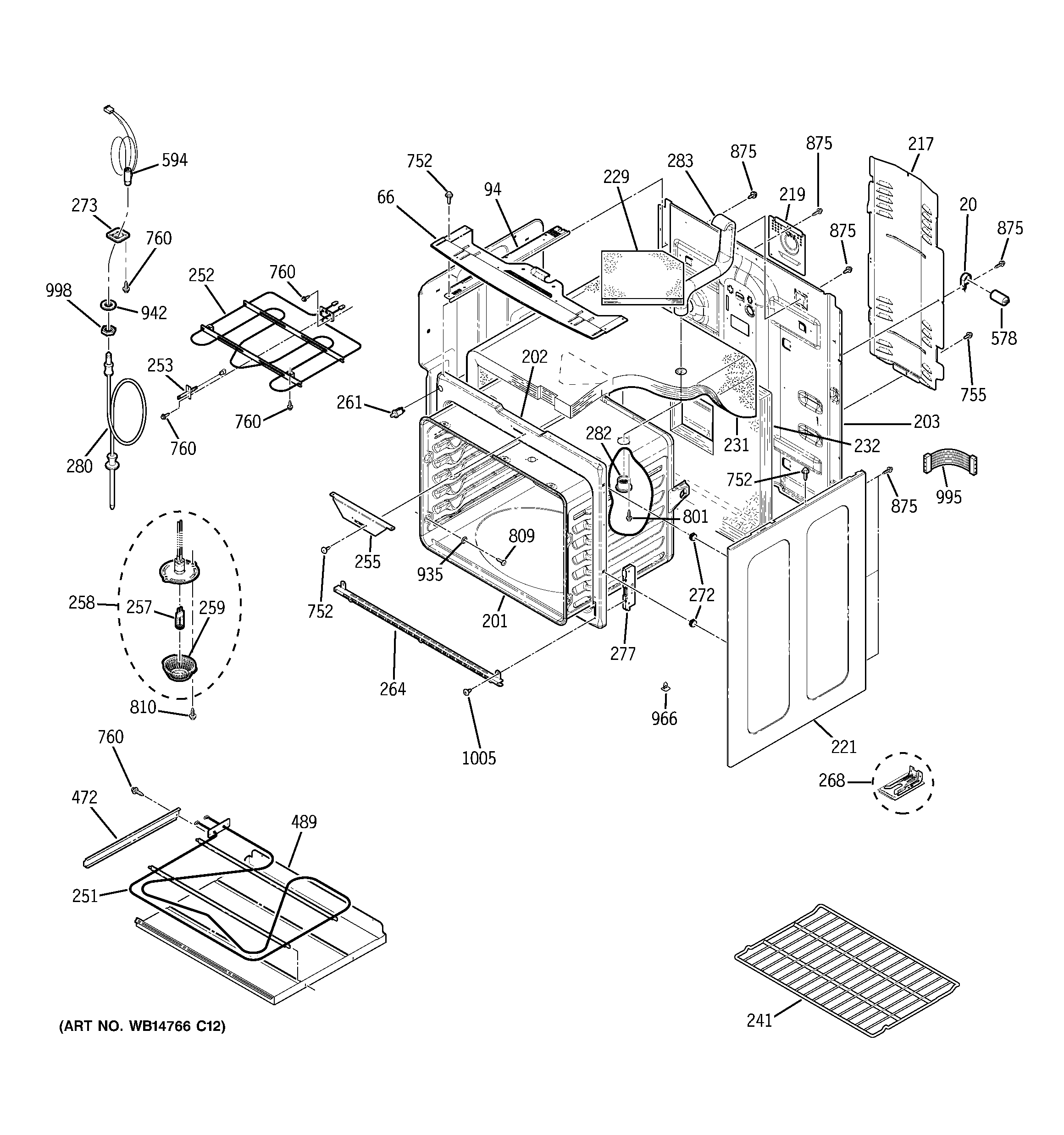 GE PB969DP4BB body parts diagram