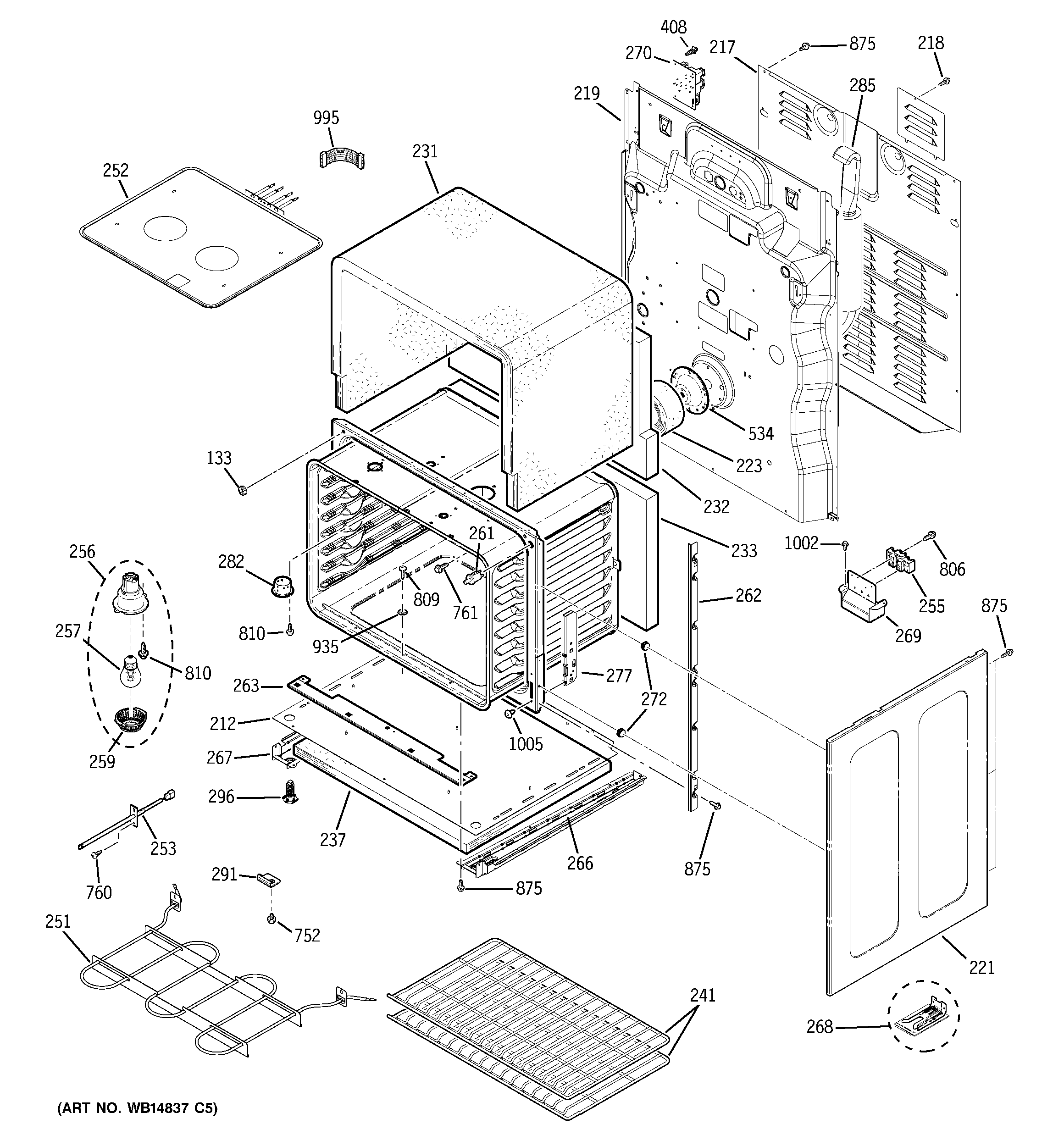 GE JB855DP4WW lower oven diagram
