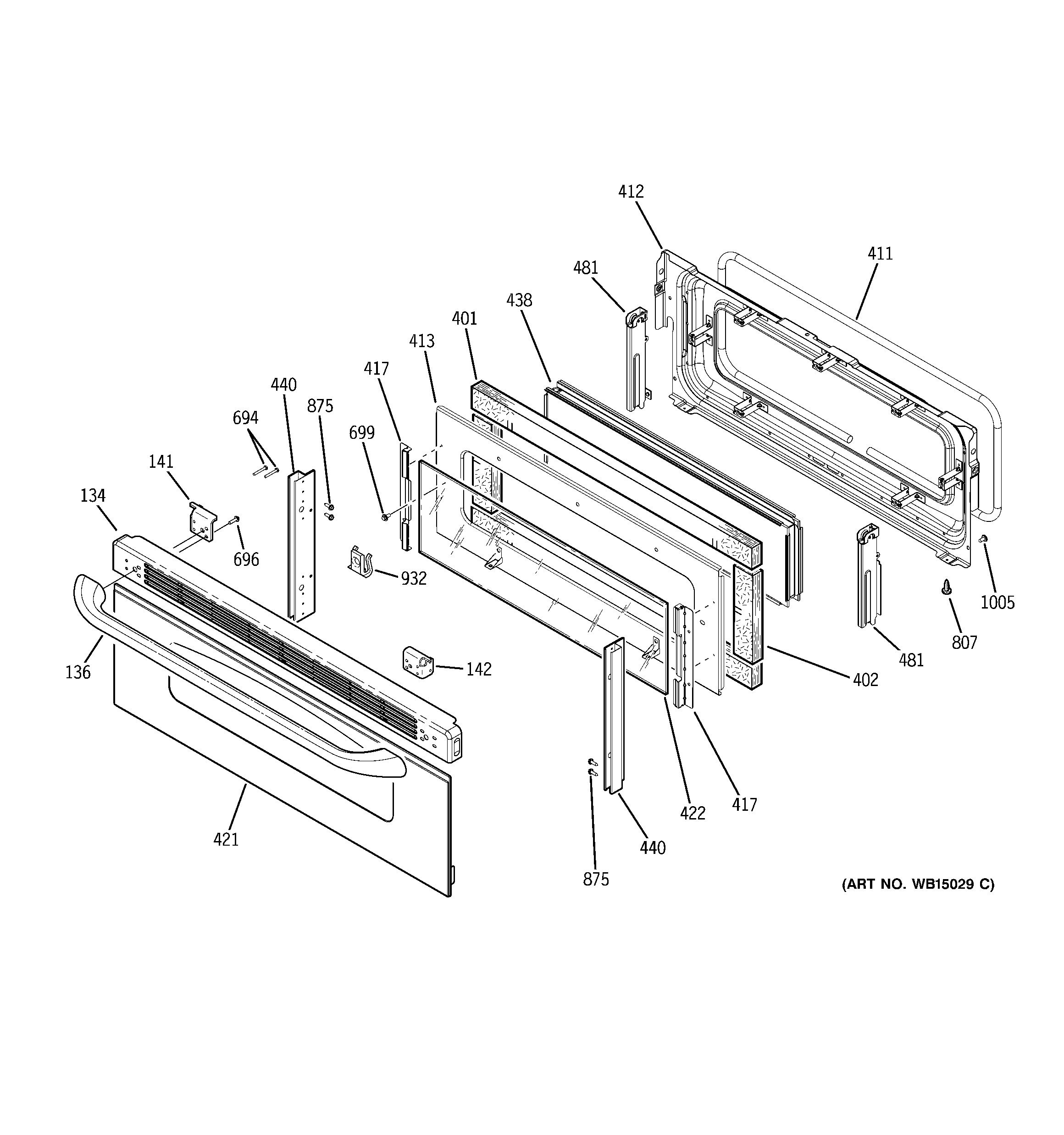 GE JCB850SR2SS upper door diagram