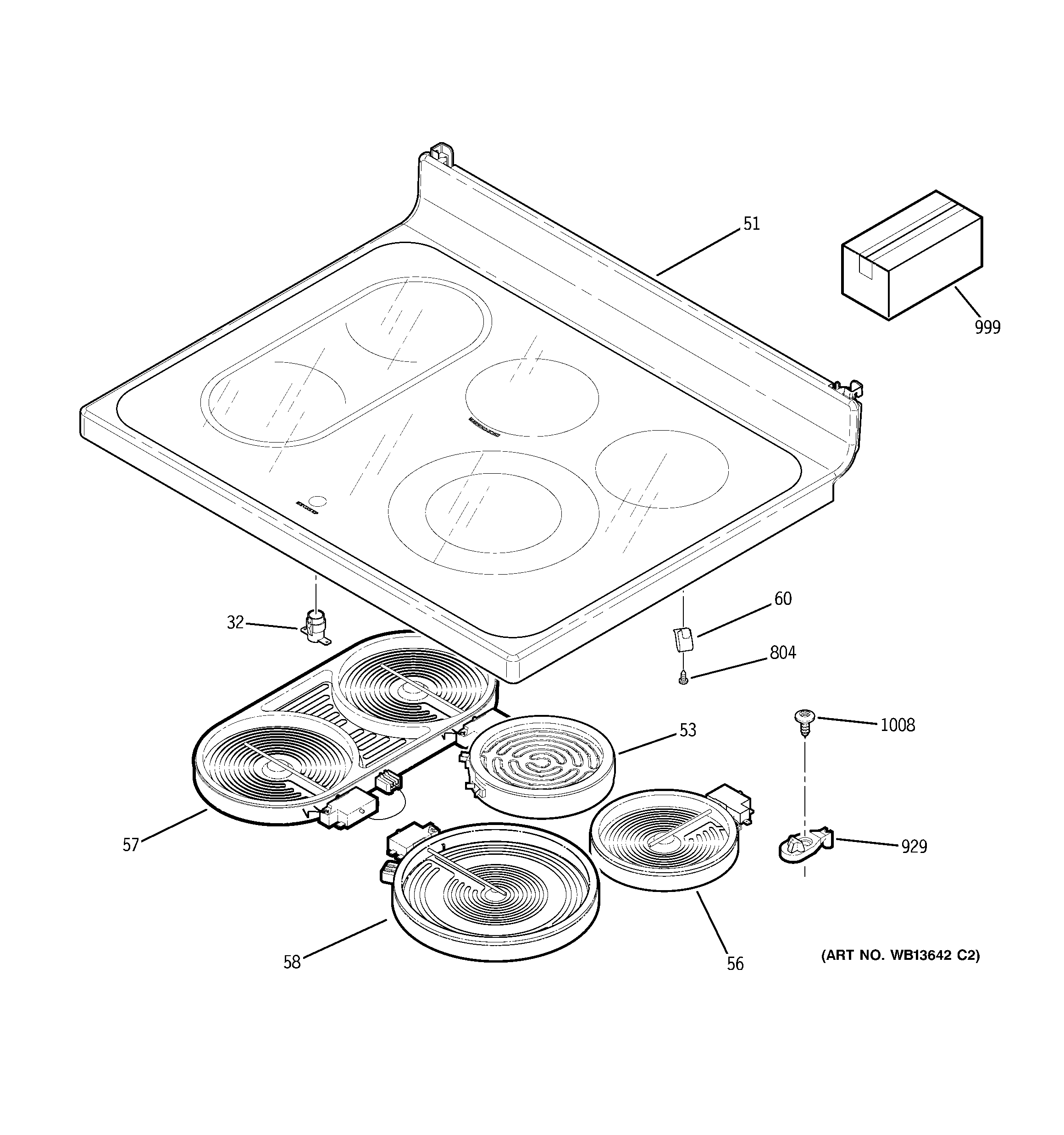 GE JB840TP3WW cooktop diagram