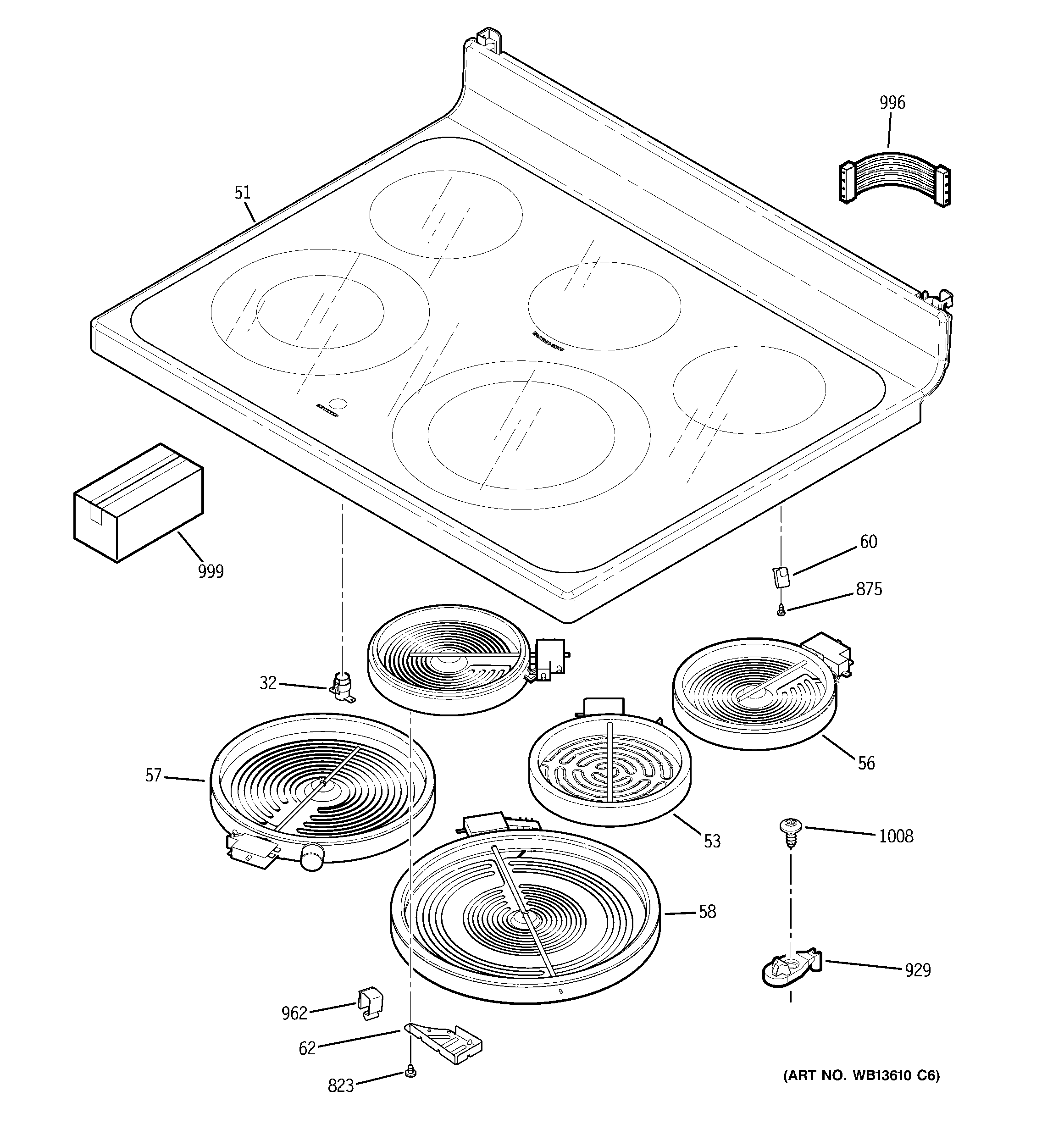 GE JB700SN5SS cooktop diagram