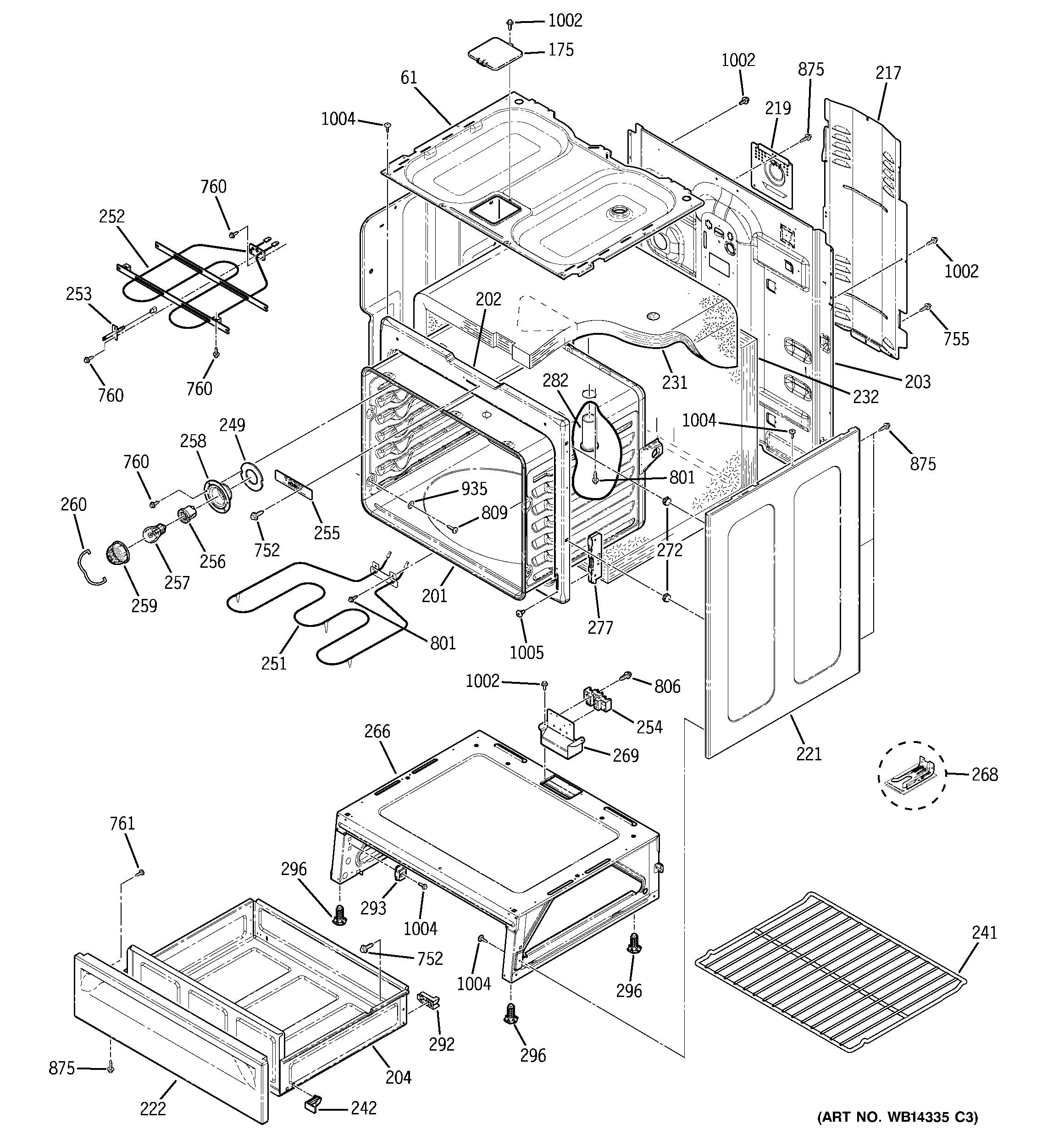 GE JBP28DR2WW body parts diagram