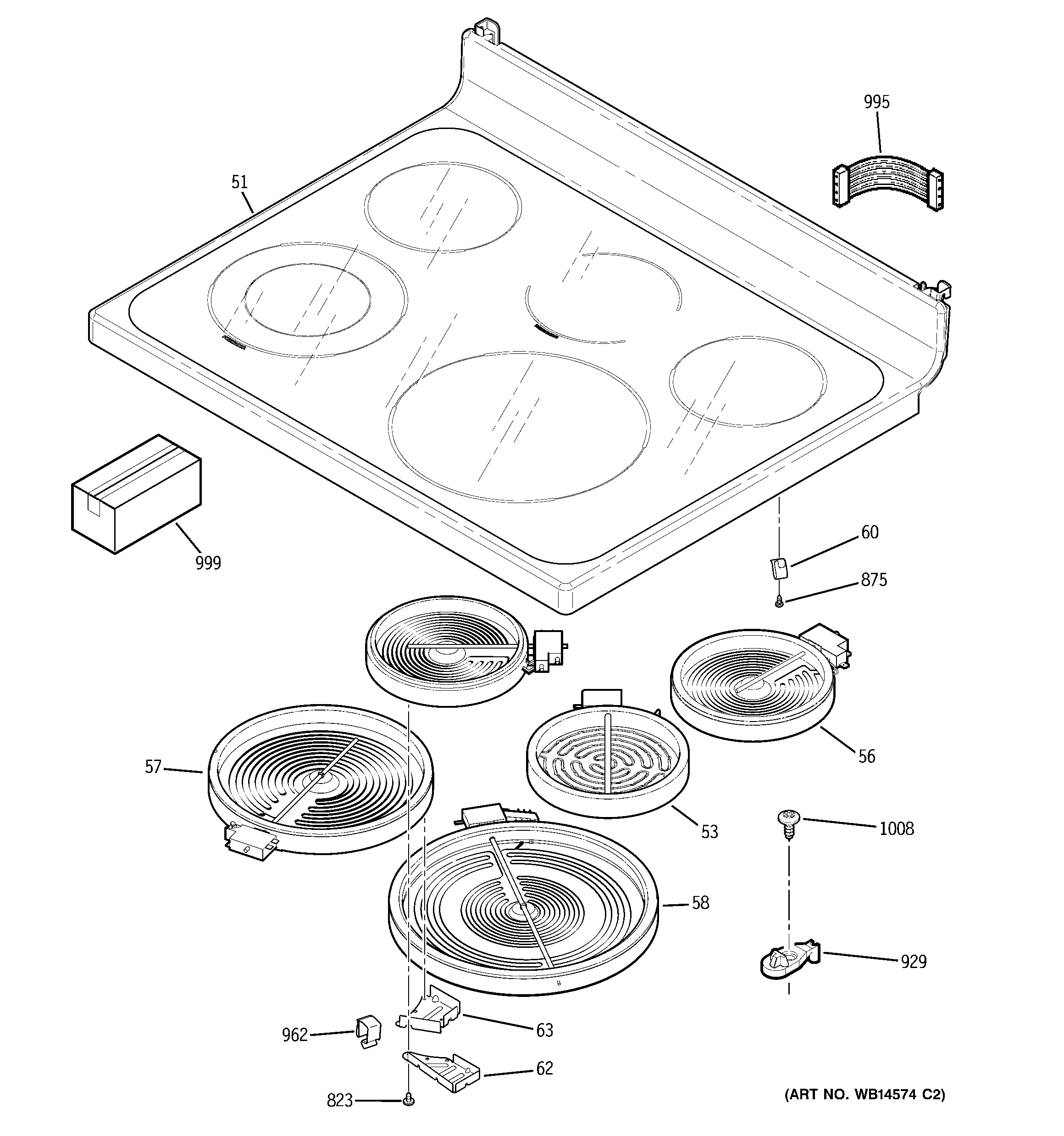 GE JB690DN4BB cooktop diagram