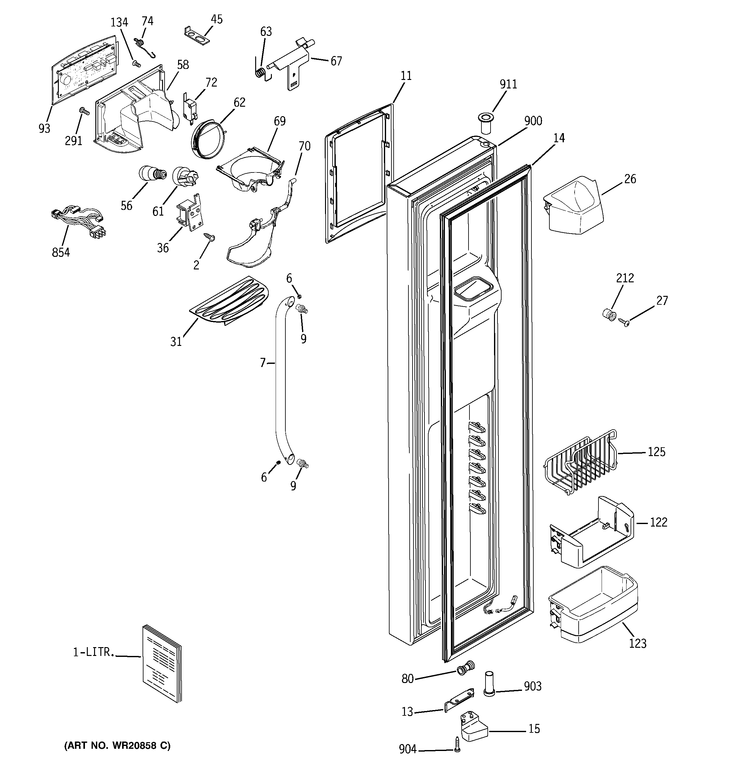 GE ESS25KSTMSS freezer door diagram