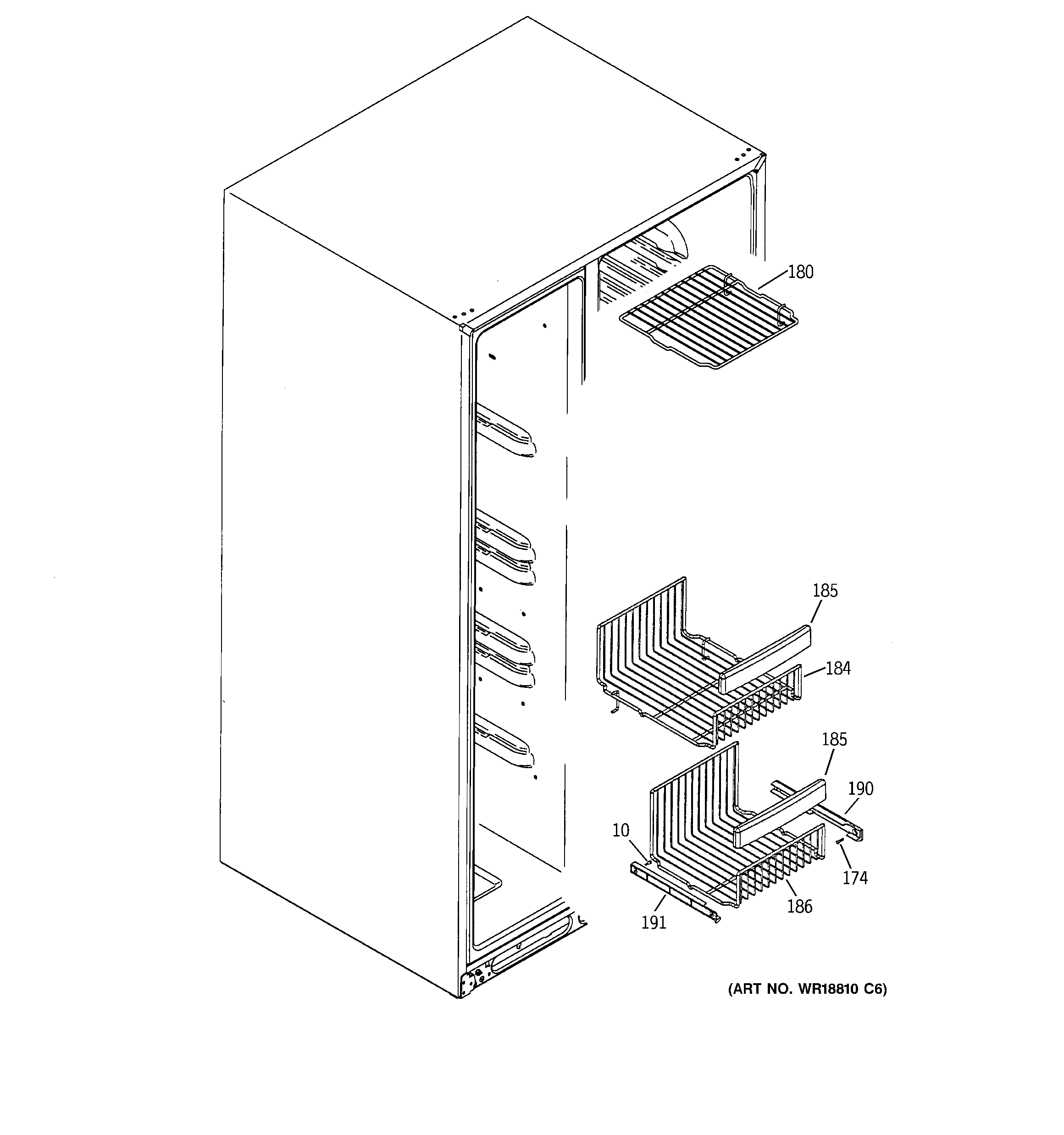 GE ESS25KSTMSS freezer shelves diagram